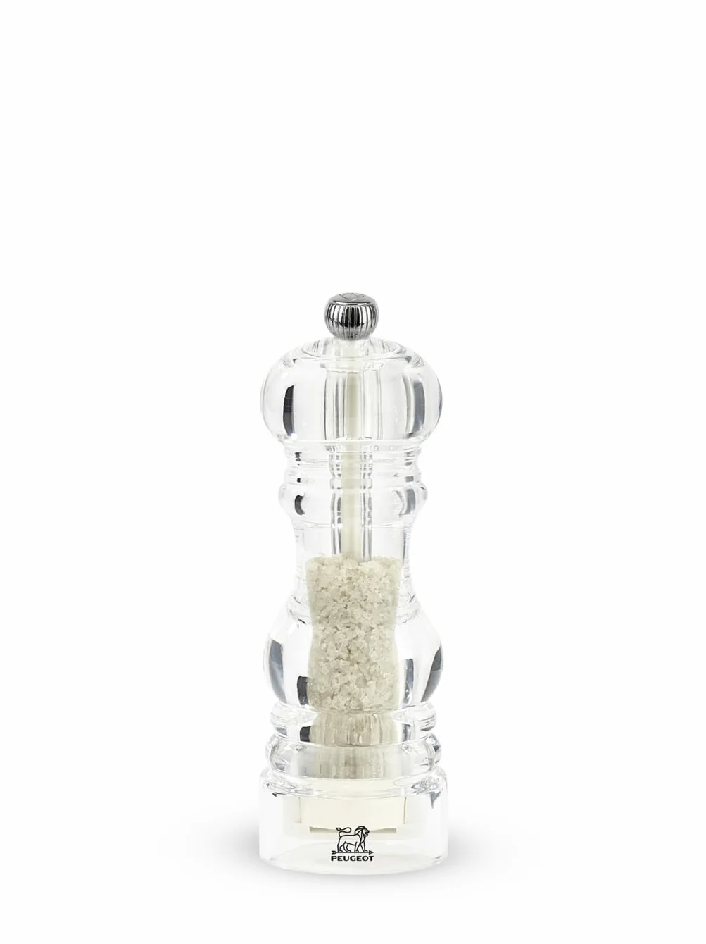 PEUGEOT - Moulin à Sel Humide Nancy 18 cm - Mécanisme Zirlion Spécial Sel Humide en Zircone avec Hélice de Brassage - Innovation Sel Glace - Corps Transparent en Acryl