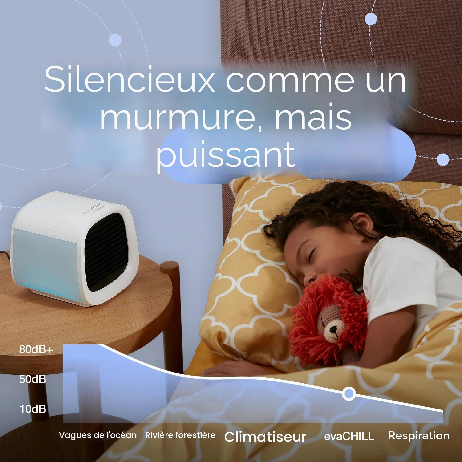 Evapolar evaCHILL Rafraichisseur d’Air Humidificateur Personnel à Évaporation - Ventilateur Portable Silencieux pour Maison, Bureau, Voyage - Connectique USB et Lumière LED Intégrée - Gris Small