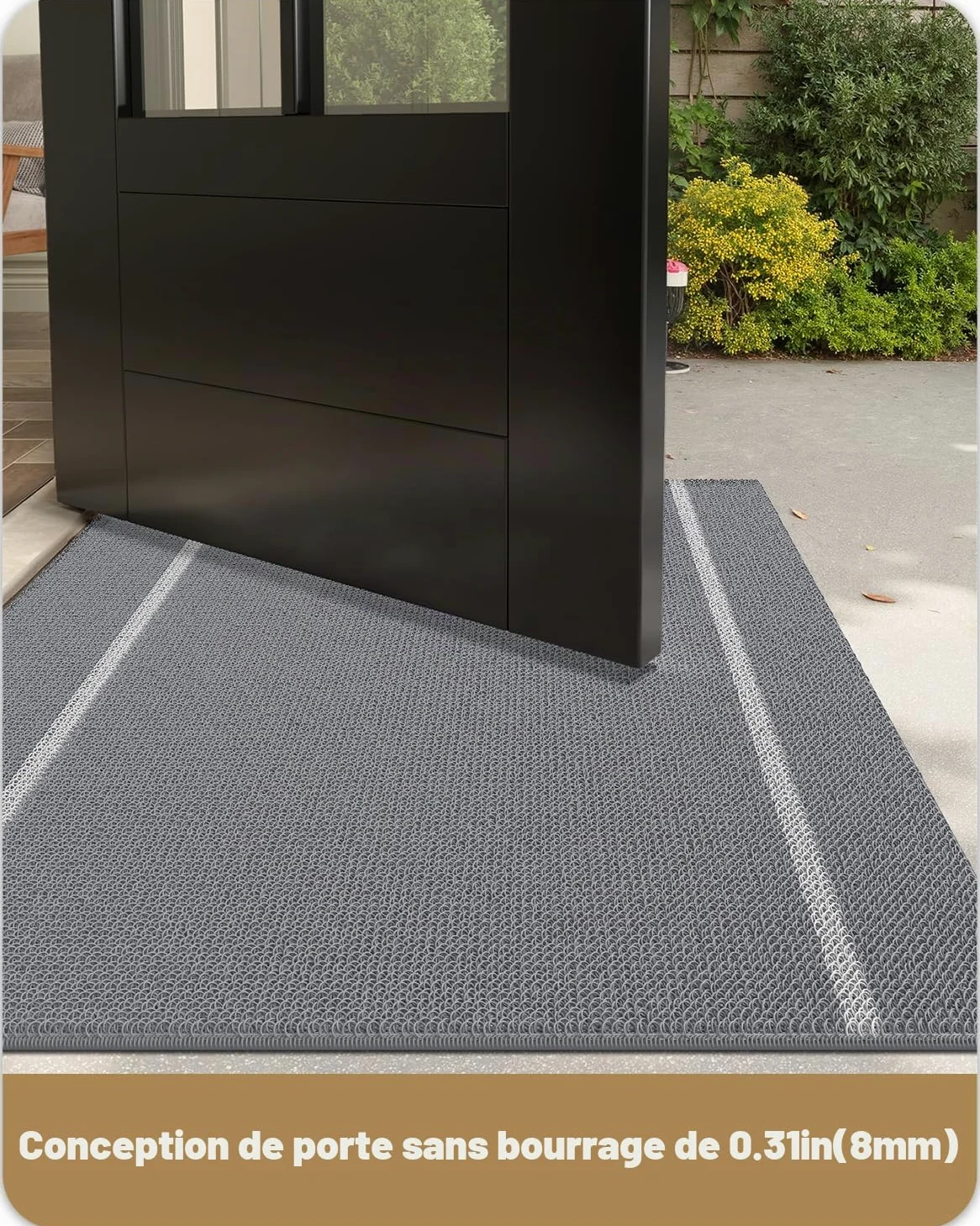 Color G Paillasson Extérieur, Tapis Exterieur Entree Robuste Antidérapant, Lavable, Essuyer Chaussure, Anti-Poussière, Tapis de Porte Extérieur Imperméable pour Entrée, Jardin, 44x75 cm, Gris