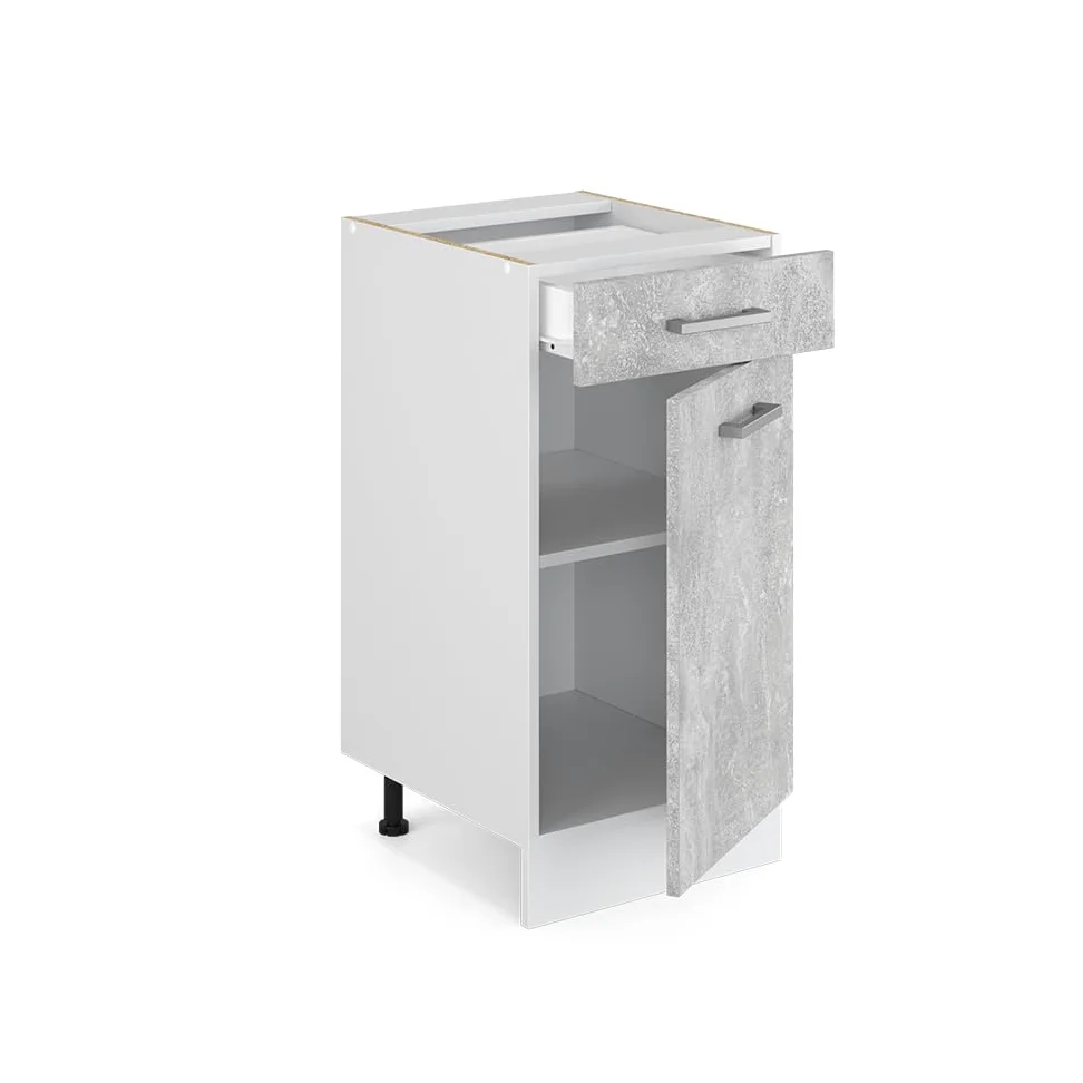 Vicco Meuble Bas Universel R-Line, Béton, 40cm avec tiroir, sans PT, adapté au Rangement Peu encombrant dans Les Cuisines équipées