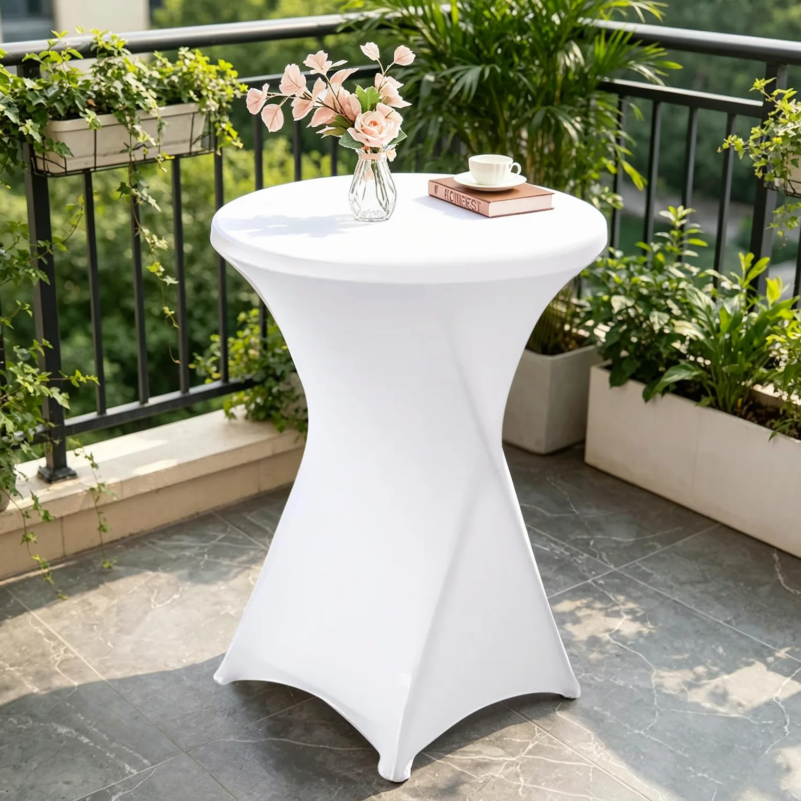 Lot De 3 Housse Mange Debout 80x110cm, Housse De Table Ronde Extensible, Blanc Housse pour Table Haute, Élastiques Et Faciles d'entretien pour Cocktail Mariage Banquet Anniversaire Banquet Bartable