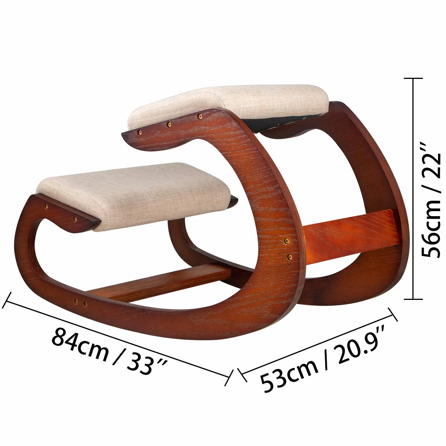 VEVOR Tabouret Ergonomique Tabouret Réglable Ergonomique Coussins Confortables Bureau Maison Façonnant et Soulageant Stress Fauteuil Ergonomique à Genoux Noix de Pécan