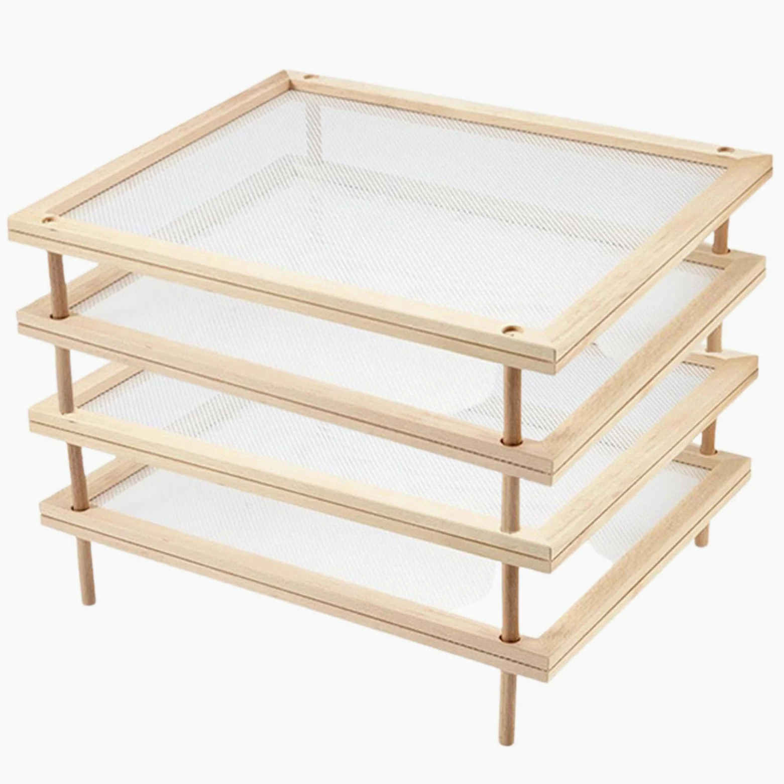 Séchoir à herbes – Séchoir alimentaire empilable en bois avec filet | Séchoir à pâtes en bois | Support de séchage de nouilles | Support de stockage de fruits | Séchoir alimentaire pour sécher les Fru