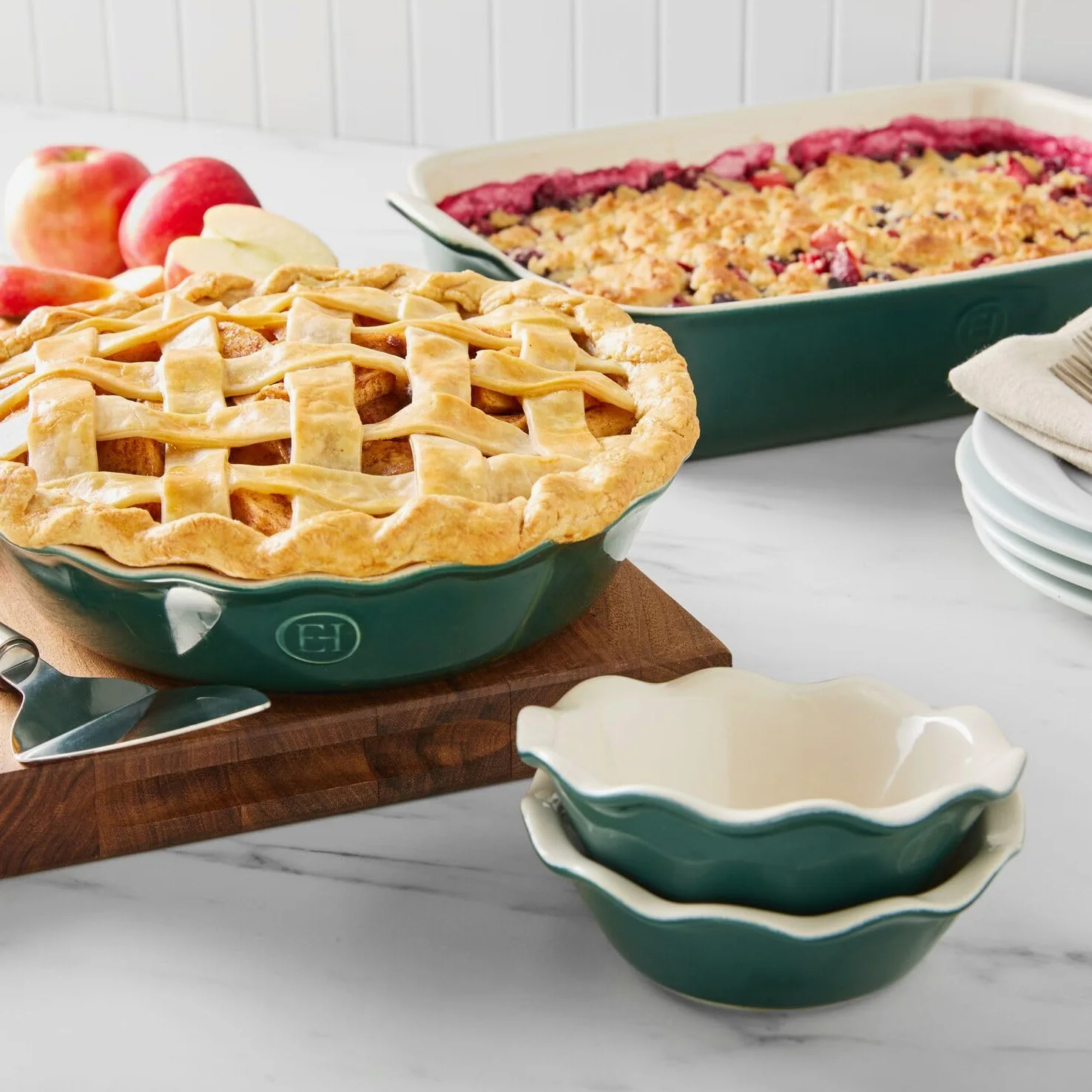 Emile Henry Modern Classics Lot de 2 mini plats à tarte Vert persistant