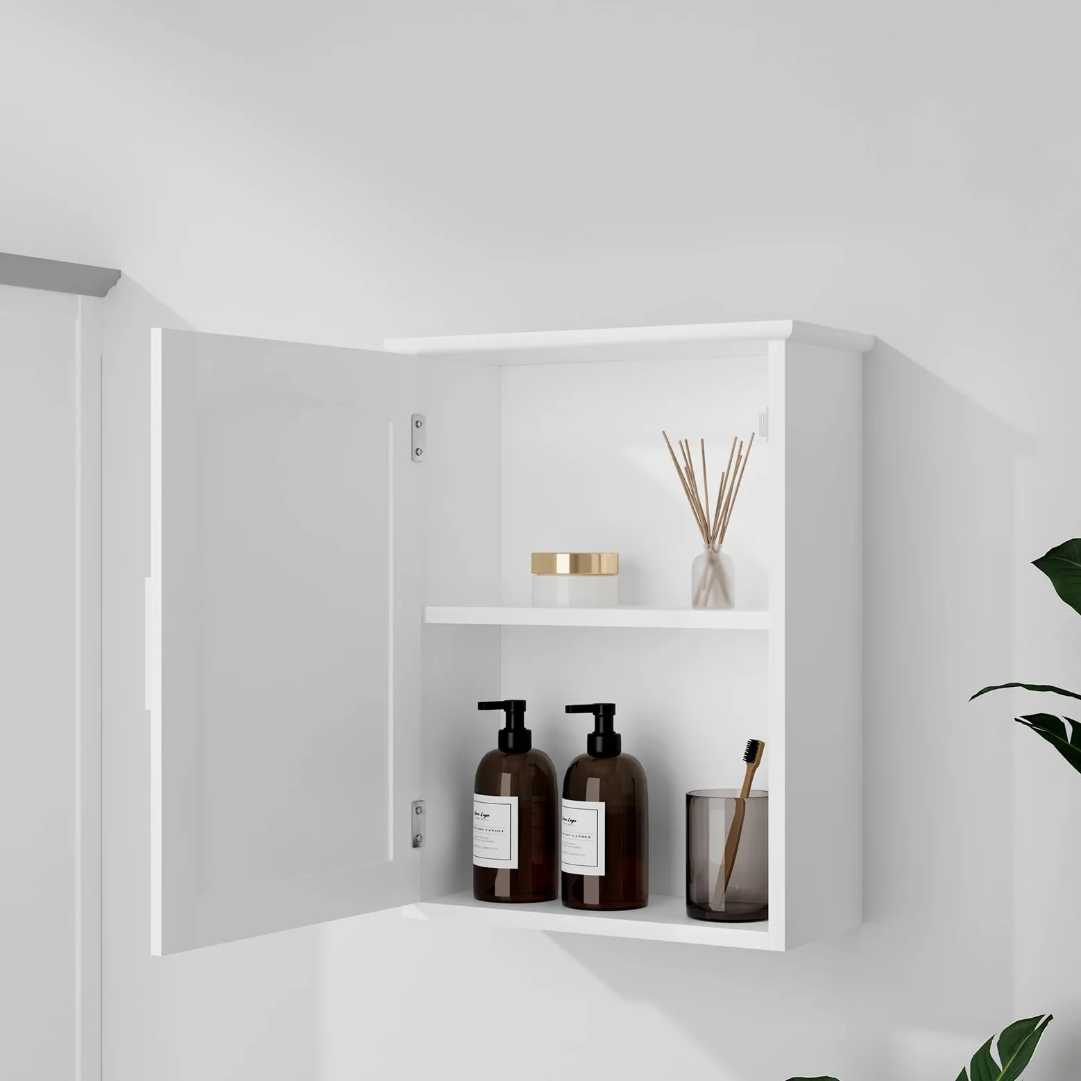 EUGAD Armoire Murale Salle de Bain, Meuble Salle de Bain, Armoire Pharmacie, Meuble WC Suspendu, avec Étagère Réglable, Porte, en MDF, Blanc, 40x17x51cm