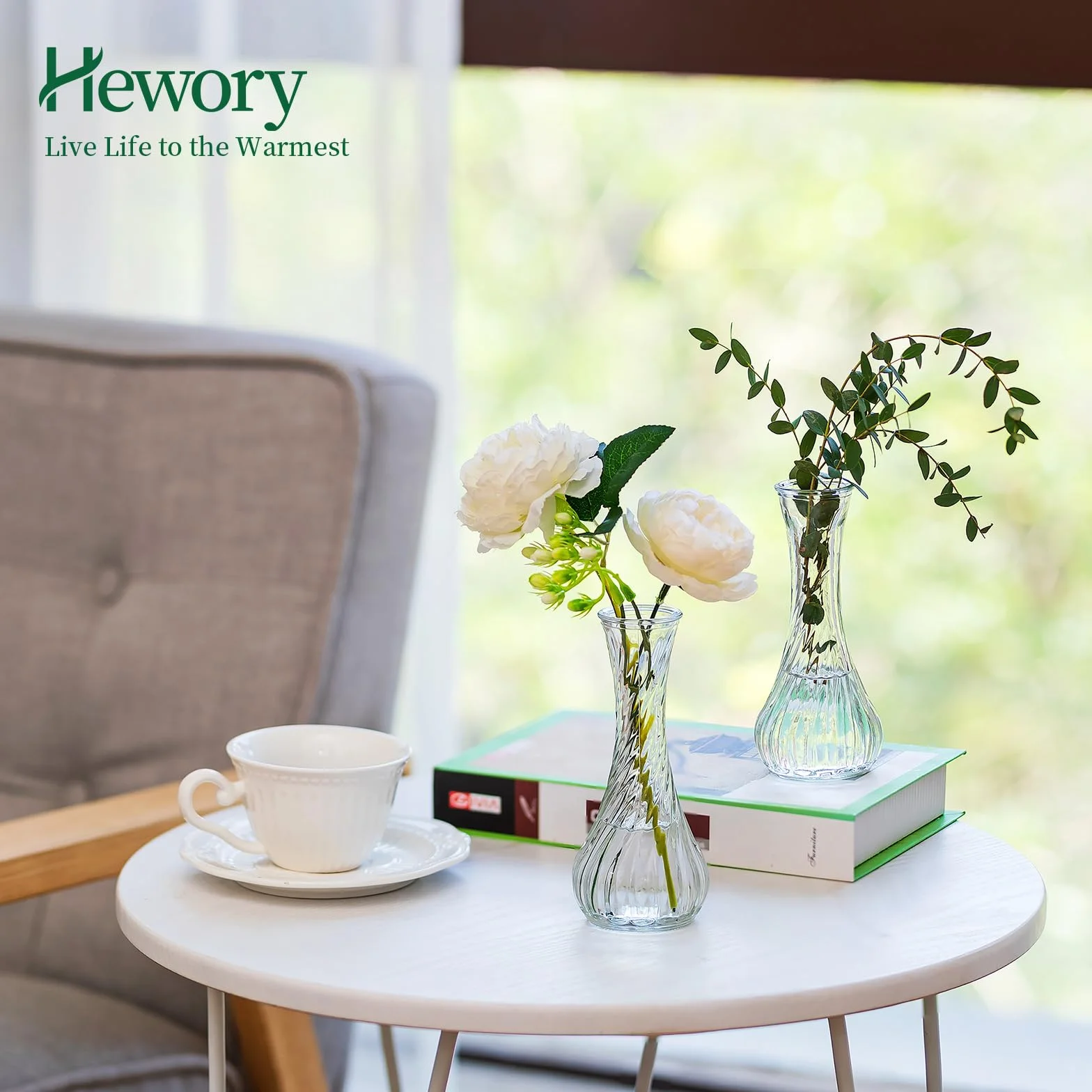 Hewory Petit Vase Deco Table - 12 Soliflore en Verre Petit Vase en Verre Transparent pour Centre De Table - Vases Decoratifs pour Decoration Mariage Anniversaire Home Salon Parti