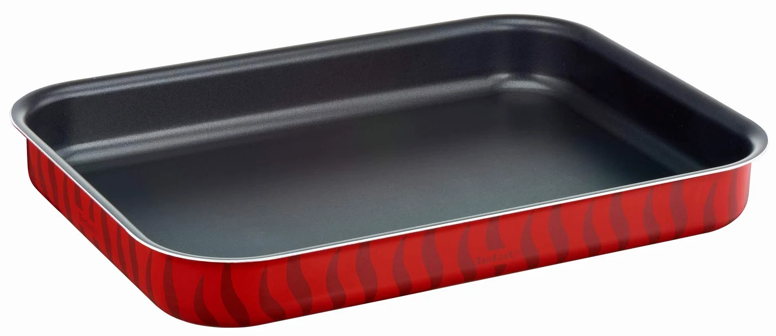 Tefal Les Spécialistes - Plat à Four 24X31 cm - Revêtement Antiadhésif, Aluminium, Diffusion de Chaleur, Nettoyage Facile, Rouge, Fabriqué en France - J5714782