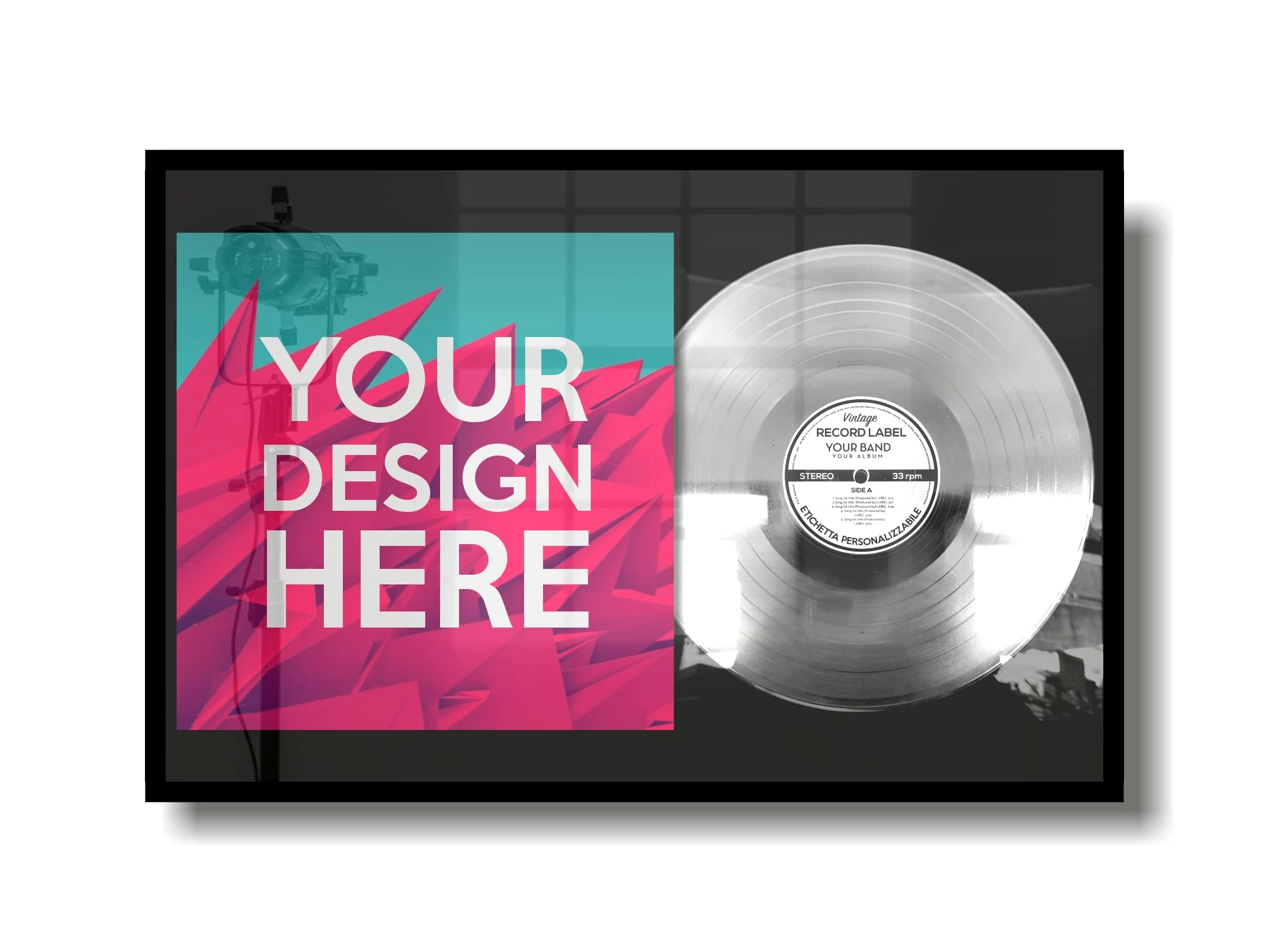 Disque d'or personnalisable encadré avec album cover - Idée cadeau pour musiciens, chanteurs, DJ, fabricants et fans (or)