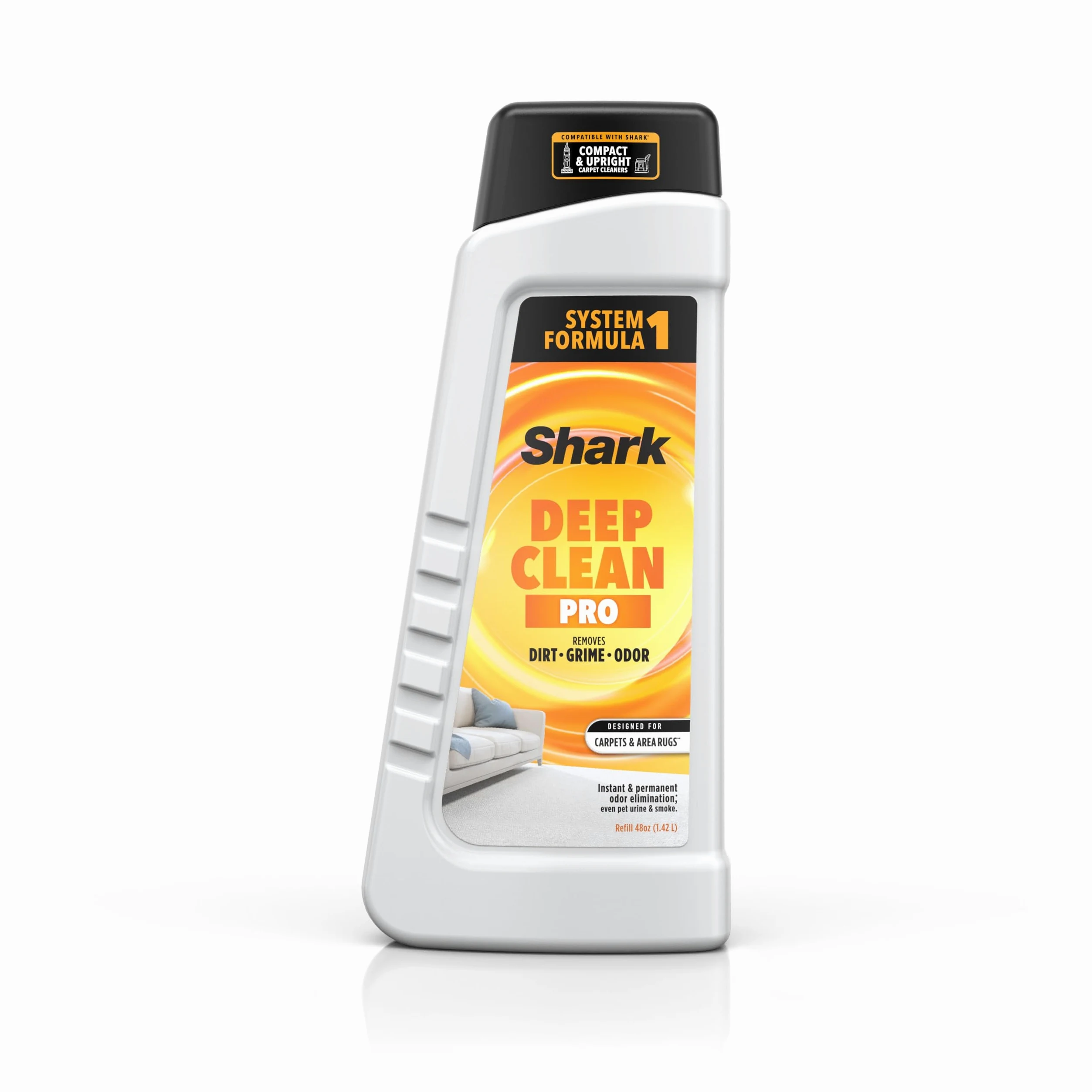 Shark EXCM48 CarpetXpert Deep Clean Pro Formula pour nettoyeurs de tapis Shark verticaux et portables, formulée pour tous les tapis, tissus d'ameublement et tapis, élimine les saletés et les odeurs