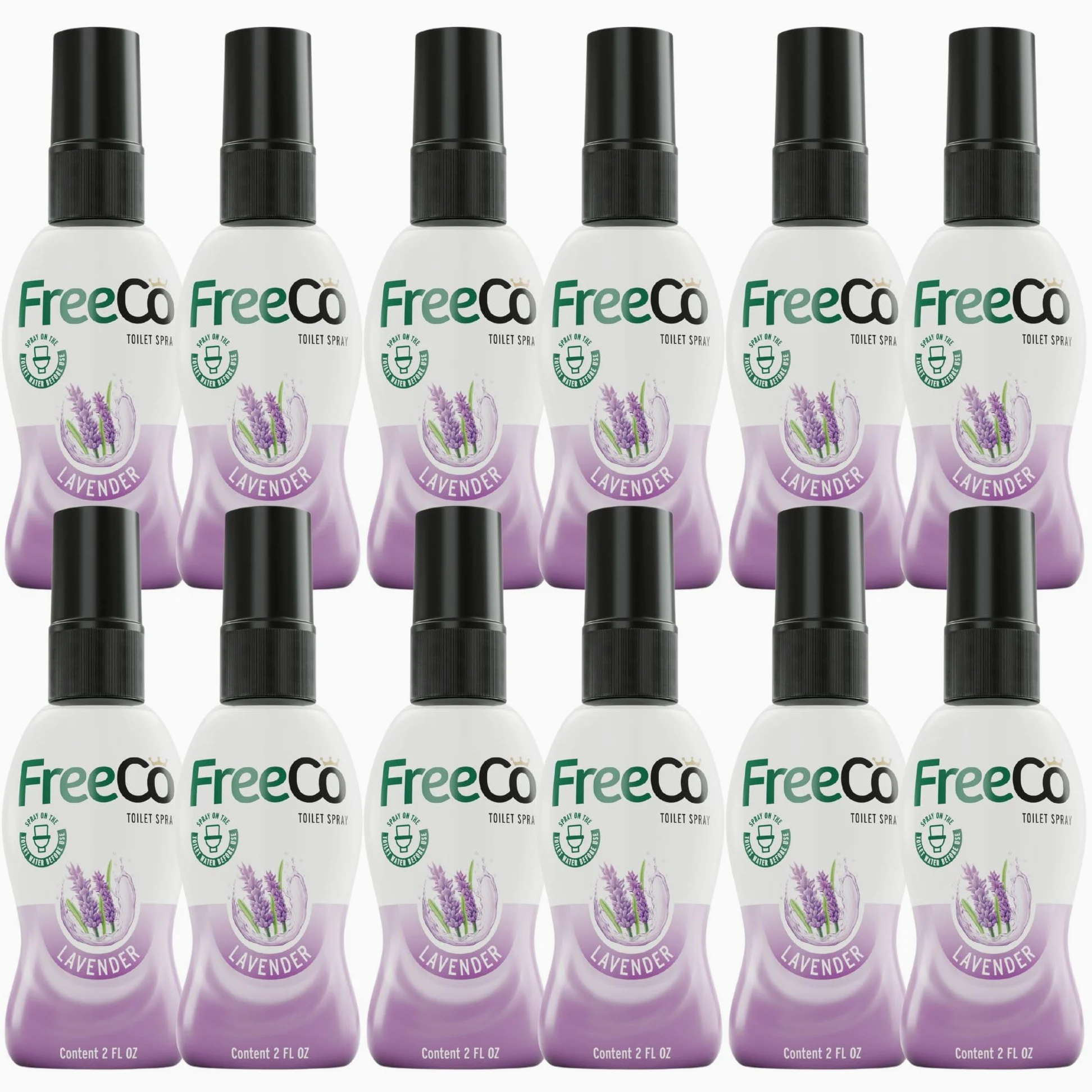 Freeco Anti-Odeur WC (Before You Go) - Spray aux Huiles Essentielles Naturelles. Idéal pour Maison, Bureau, Resto et Voyage. Pack hyper économique de 12x60ml, Parfum Épices