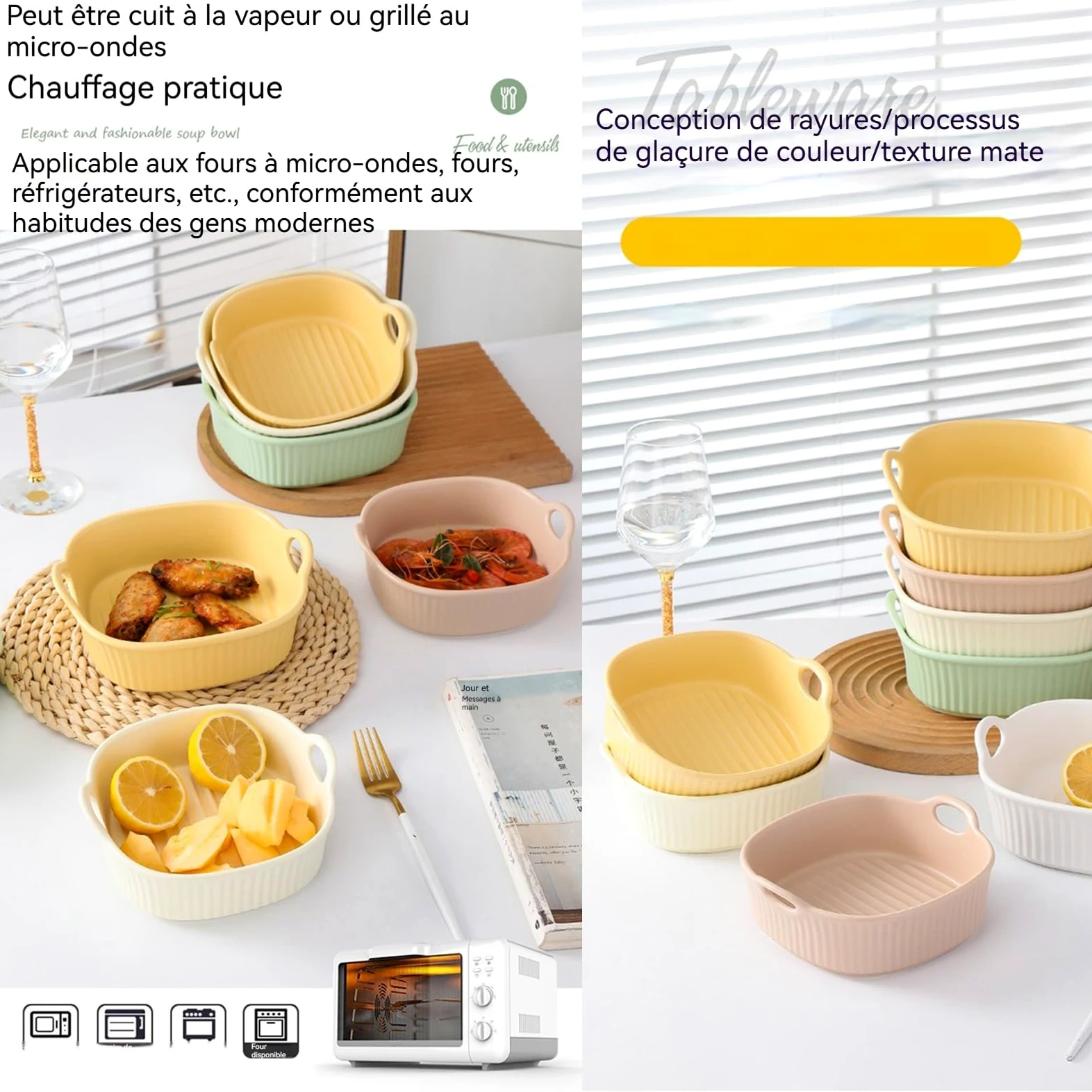 2pcs Plat à gratin en céramique Anti-Rayures Blanc pour friteuse à air Chaud | pour la préparation de lasagnes, Soupe, Tiramisu et Plus d'accessoires de friteuse,Plat a Tarte,Plat Tarte