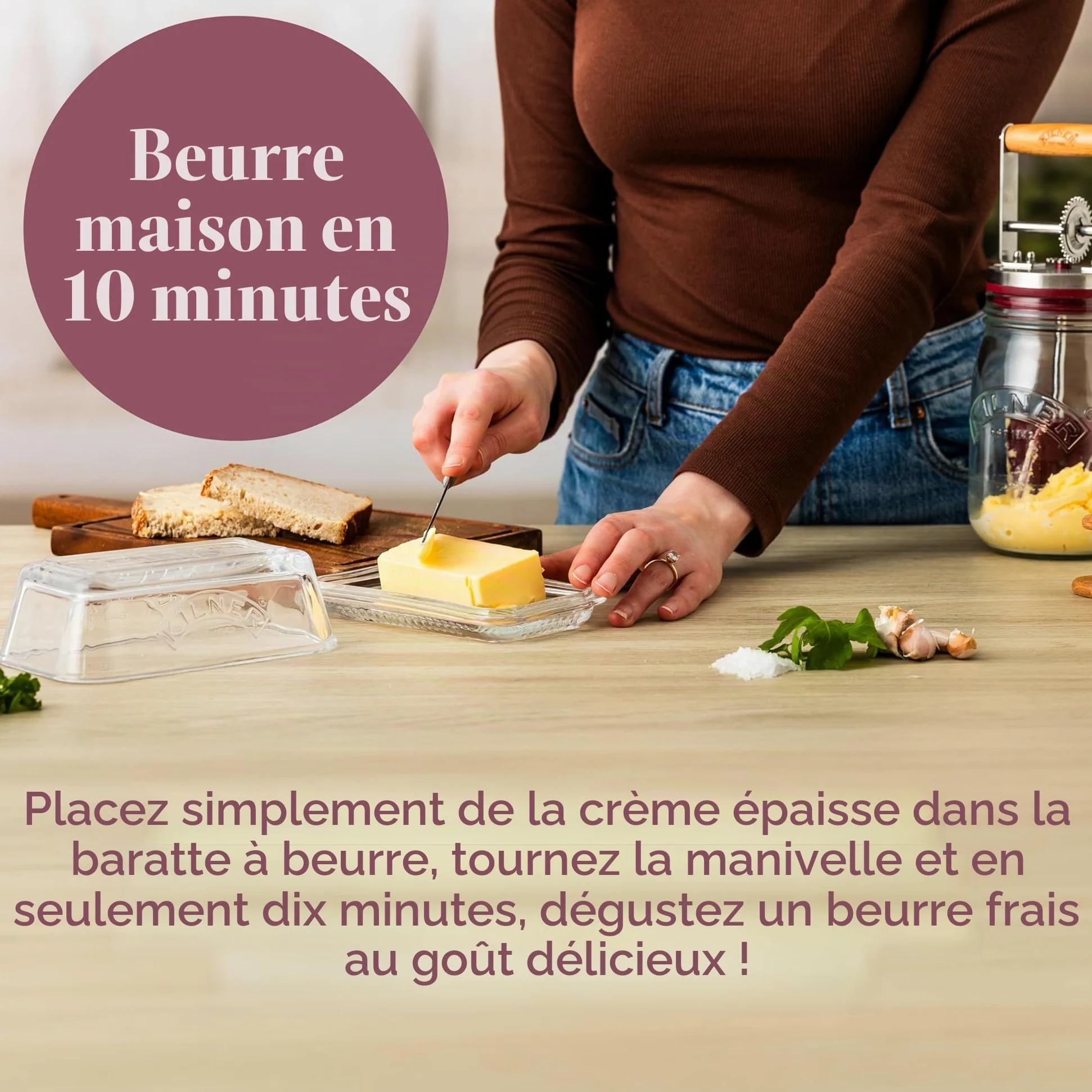 Kilner Baratte à beurre 1L en verre
