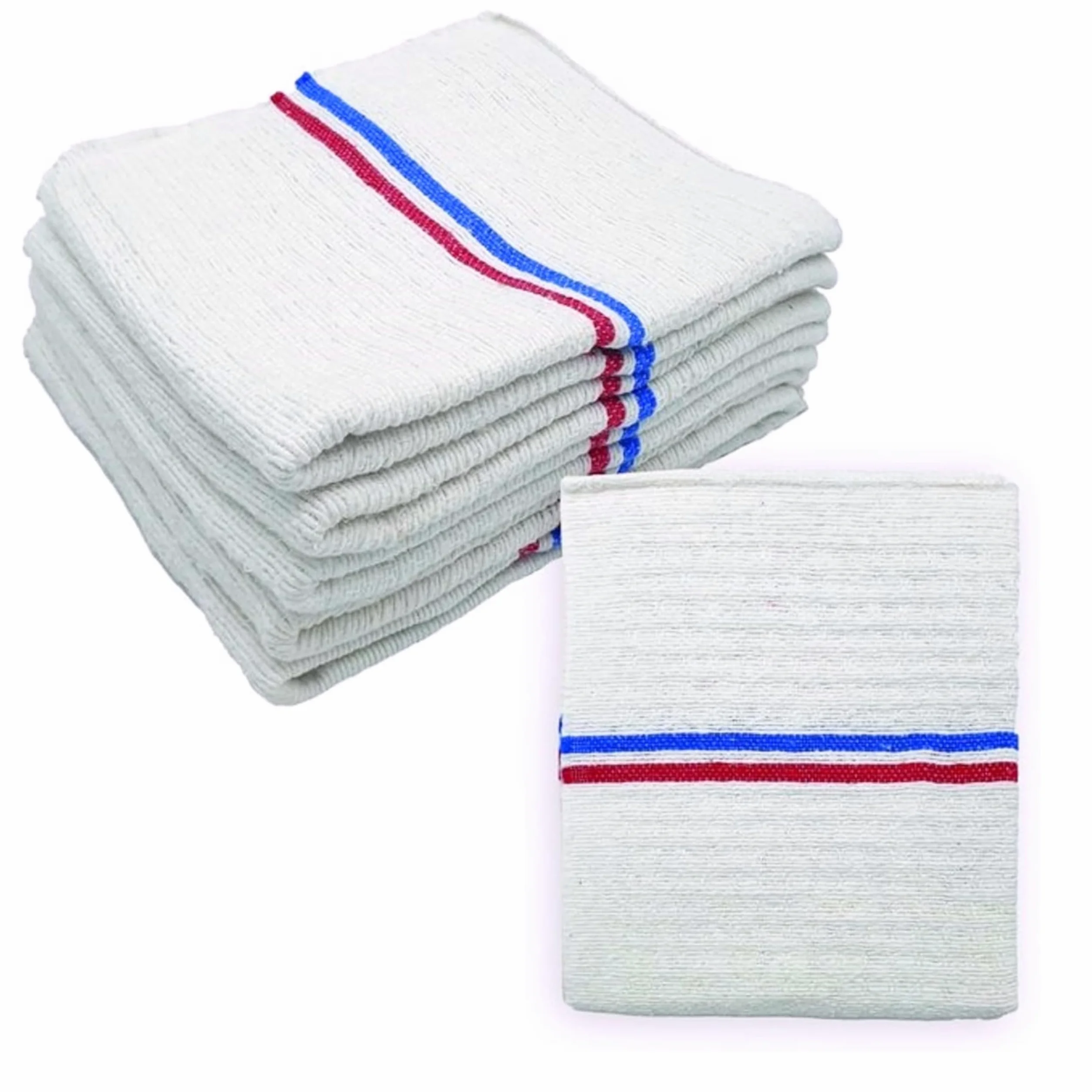 LNT France - Lot de 5 Serpillères Gaufrées Blanches 60 x 100 cm - Haute Résistance - Grand Pouvoir Absorbant - Idéal pour Tout Type de Sol - Fabriqué en France