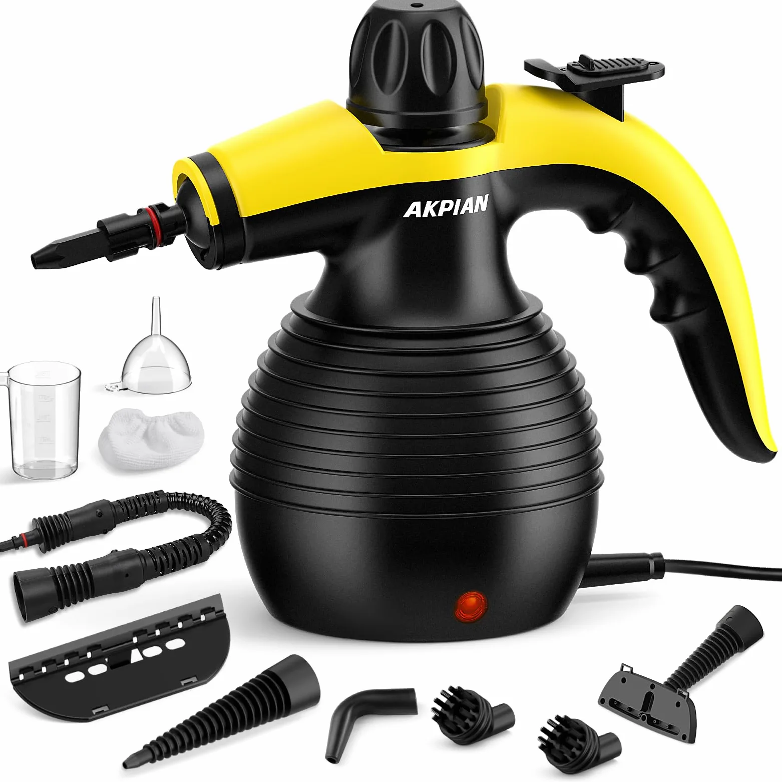 Nettoyeur vapeur à main AKPIAN, nettoyeur vapeur, nettoyeur vapeur portable multifonction avec verrouillage de sécurité et kit d'accessoires 10 pièces pour éliminer la saleté et la graisse