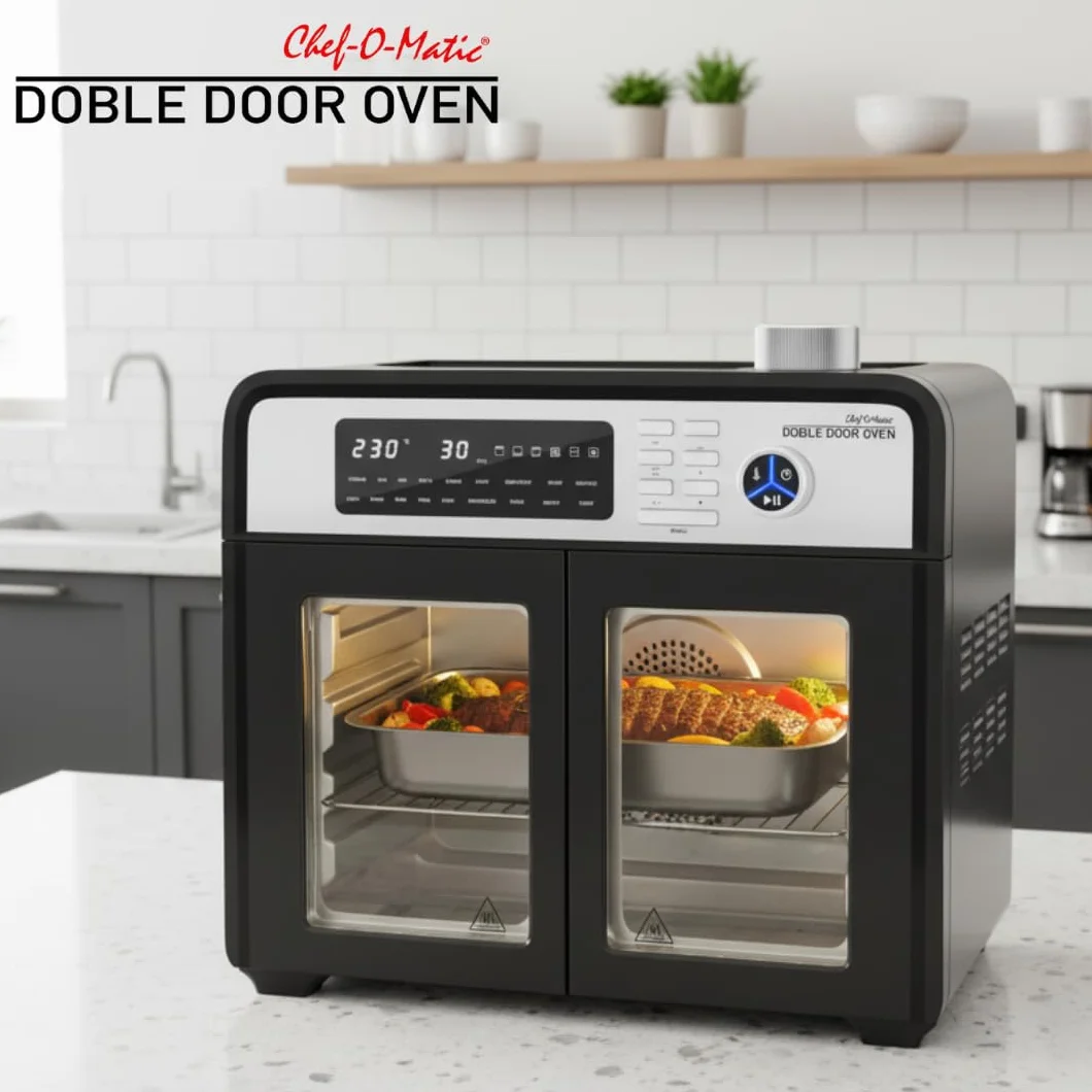 STARLYF Doble Door Oven Four Friteuse à Air XXL 28L | Double Porte, 18 Programmes, 1700W, Grill, Rôtissoire, Déshydrateur et Écran LCD | Four Électrique Multifonction de Cuisine