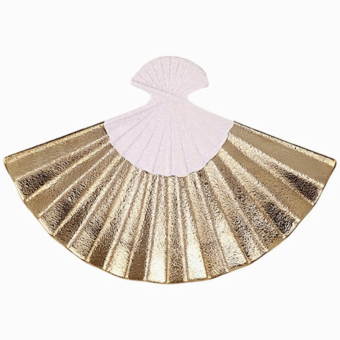 SHINEOFI Plateau de Service à Sushis en Céramique 30 Cm Forme Éventail Plaqué Or, Assiette Plate en Porcelaine Multifonction, pour Restaurants et Hôtels, Assiette à Sashimis et Apéritifs,