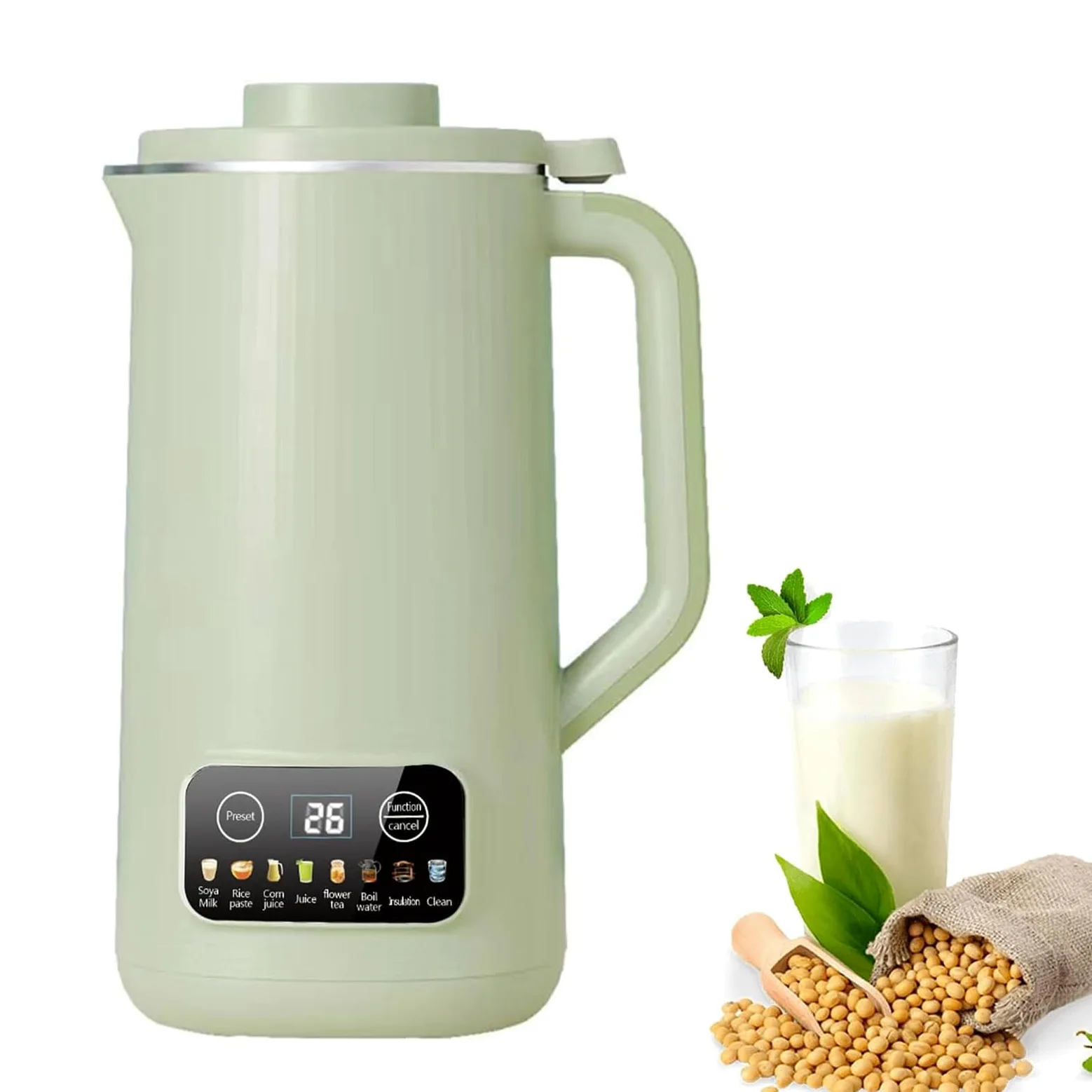 Machine de Lait de Soja Multifonction, Avec écran LED intelligent, Machine multifonctionnelle à lait végétal 600ml, Démarrage Différé/Maintien au Chaud/Autonettoyant Blender Chauffant 600W (B)