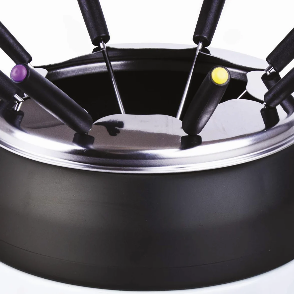 LITTLE BALANCE 8260 Happy Fondue 8 - Appareil à fondue 8 personnes - Caquelon anti-adhésif grande contenance 2 litres - Puissance 800 W - Noir & Blanc