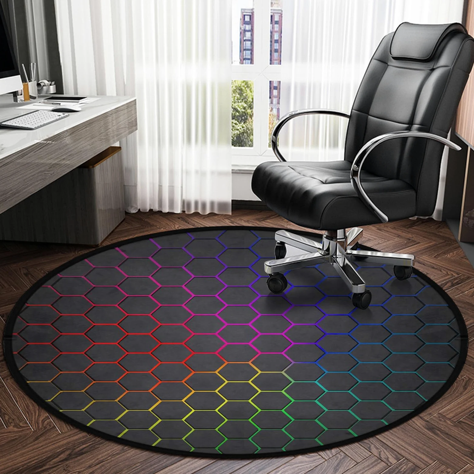 keepcute Tapis de Chaise de Jeu de 119,4 cm pour Plancher en Bois Dur, Tapis de Chaise de Bureau, Tapis de Chaise d'ordinateur, Tapis de Protection de Sol pour Bureau, Salle de Jeu, 1,2 m
