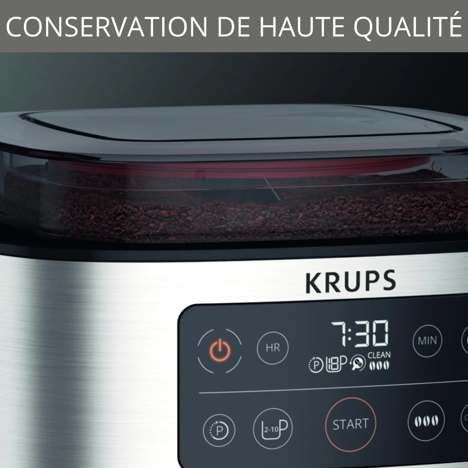 Krups Cafetière filtre Aroma Partner, Bac à café hermétique intégré, Dosages automatiques et précis grâce au système de levier intelligent, 10 à 15 tasses, Capacité 1,25 L KM760D10
