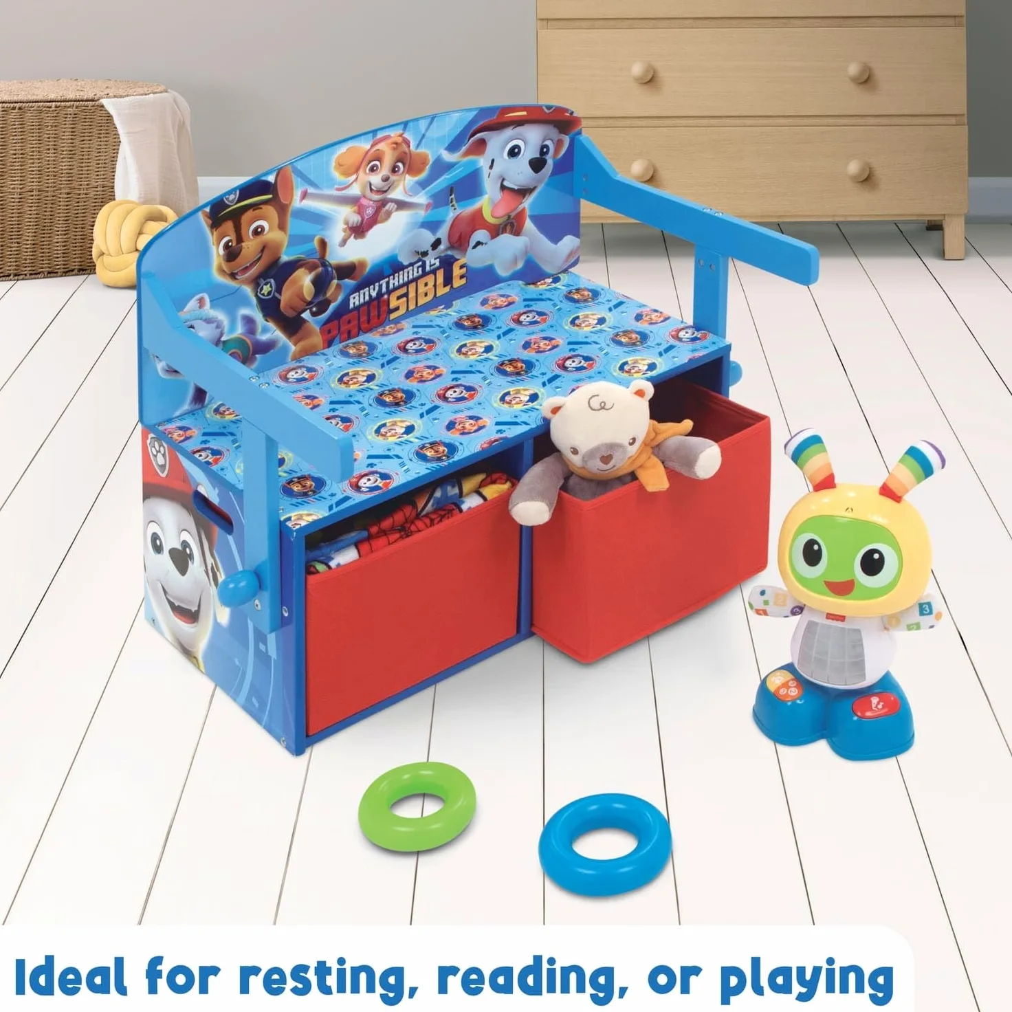 Banc à Jouets 3 en 1 en Bois modèle Paw Patrol