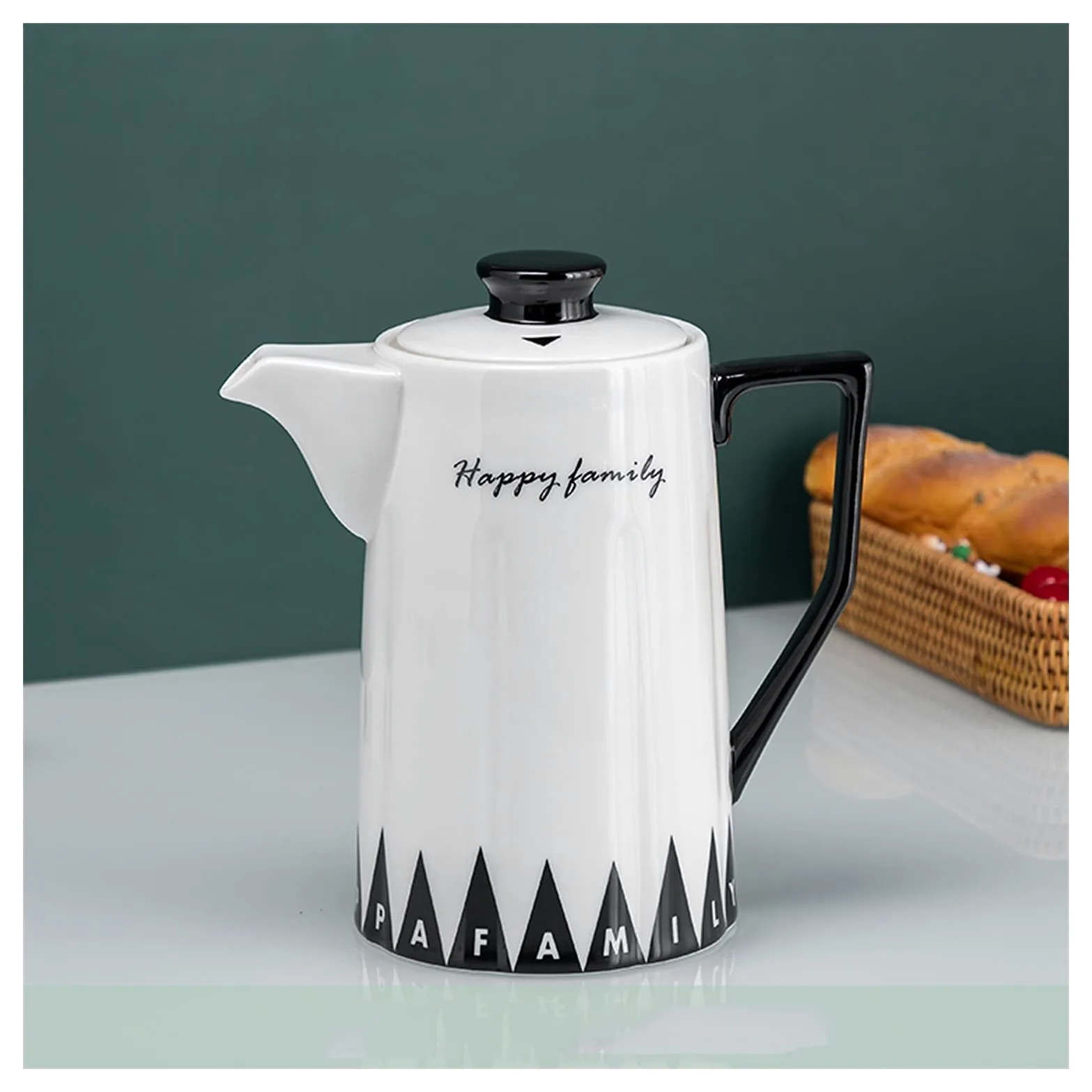 Carafe Eau Pichet de luxe légère avec poignée et couvercle de grande capacité pichet céramique idéal for le thé glacé, Sangria, limonade et plus (60,8 oz) Pichet à Thé Glacé(Noir)