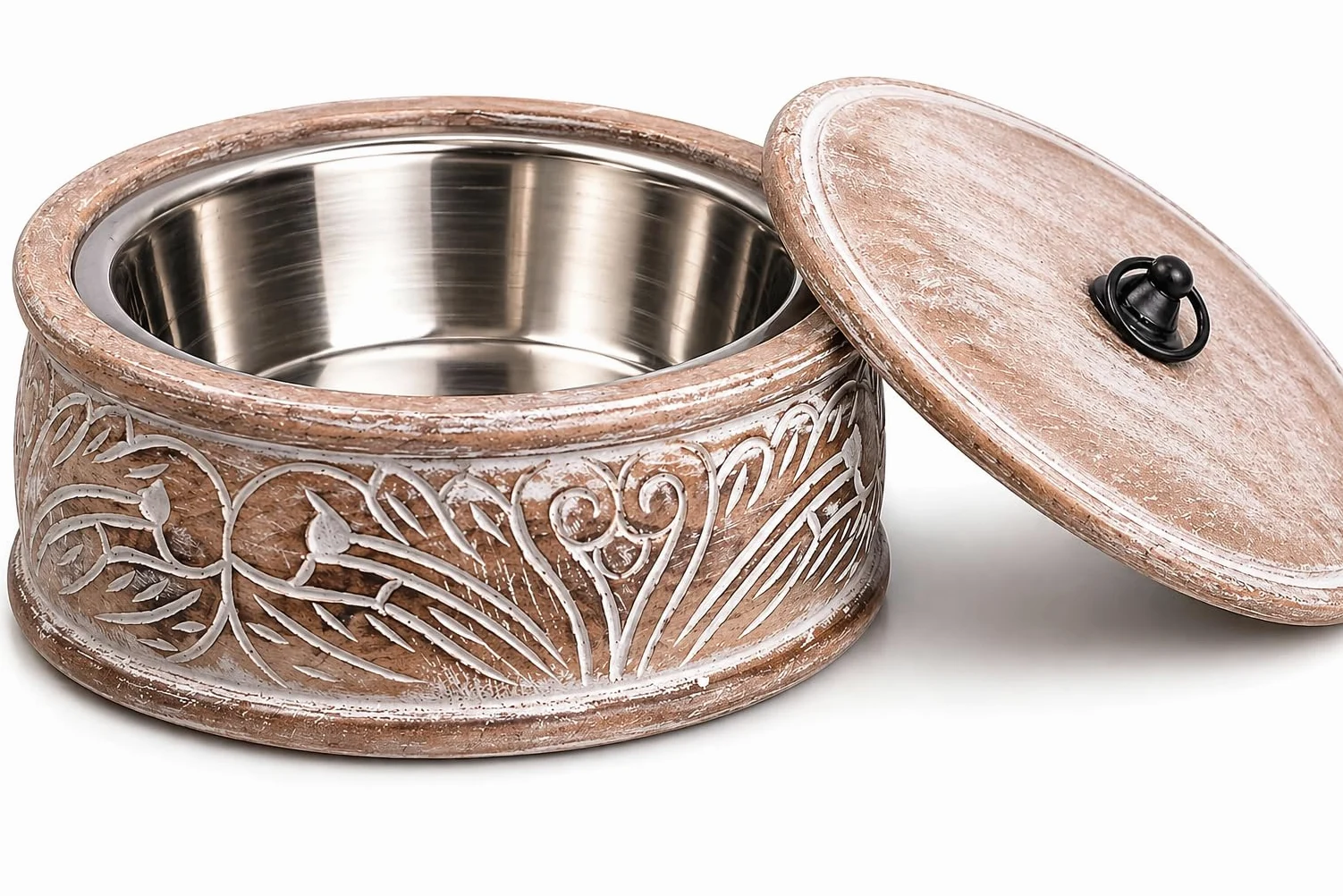 Panier à tortilla mexicain en bois fabriqué à la main - Boîte à pain indien Chapati Roti - Boîte à crêpes - Cocotte avec couvercle - Décoration pour la maison, la cuisine, la salle à manger - Marron
