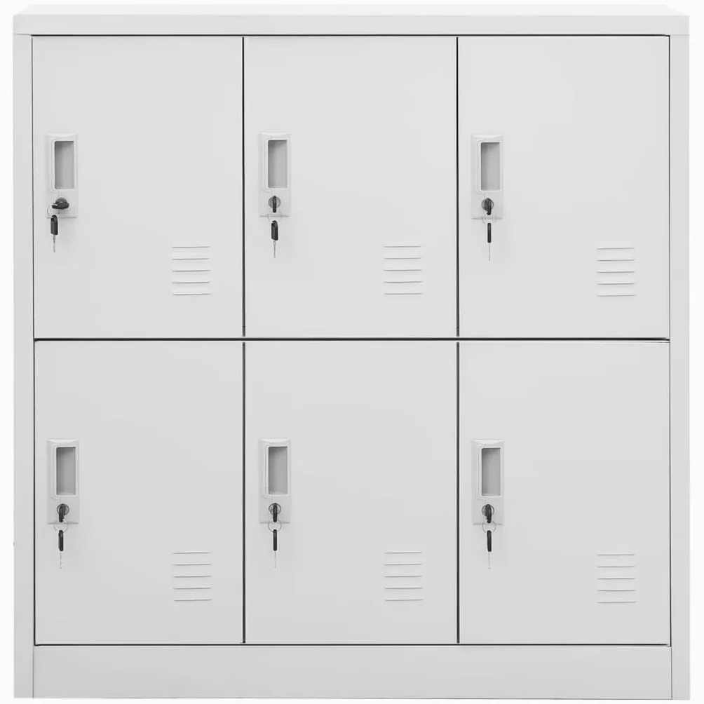 vidaXL 2X Armoires à Casiers Meubles de Classement Verrouillables Armoires de Rangement Organisateur Bureau Gris Clair 90x45x92,5 cm Acier