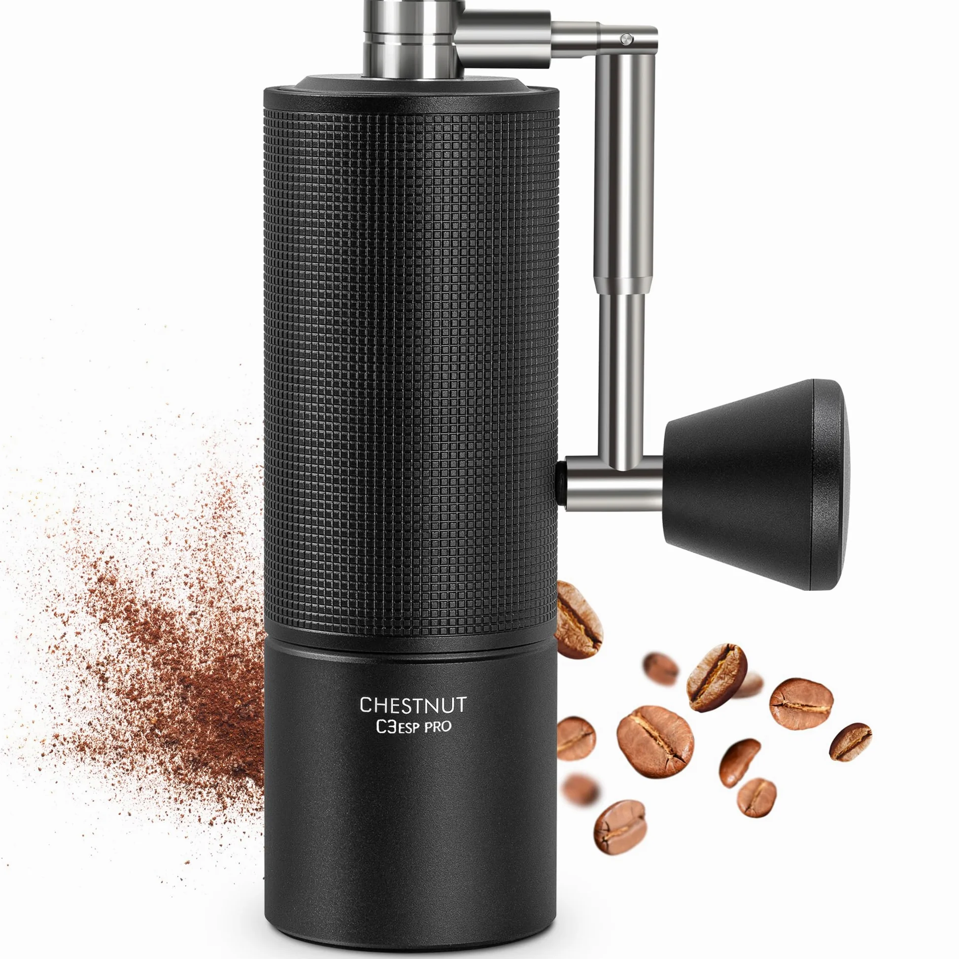 TIMEMORE Chestnut C3 ESP PRO, moulin à café manuel, corps entièrement métallique, fraise conique S2C en acier inoxydable, moulin à café manuel avec poignée pliante, pour Espresso et French Press, noir
