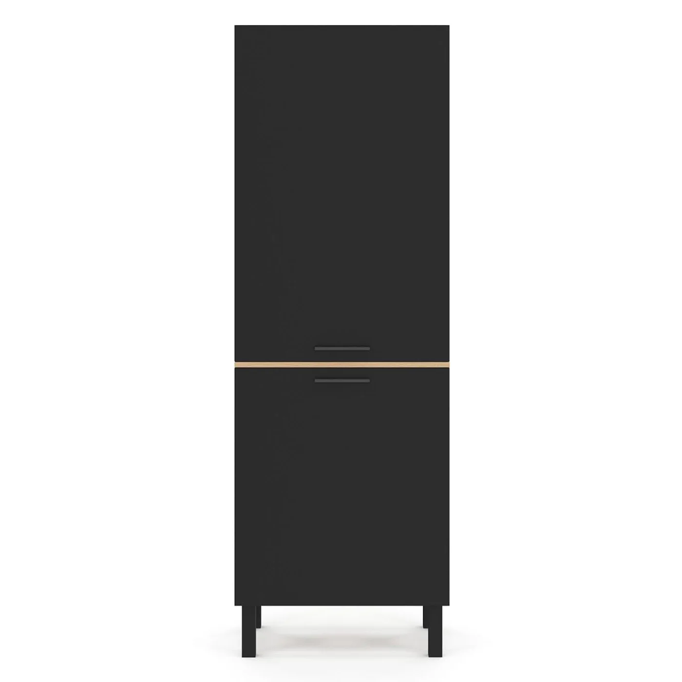 IDMarket - Colonne de Cuisine 60 cm CINA 2 Portes façon hêtre et Noir