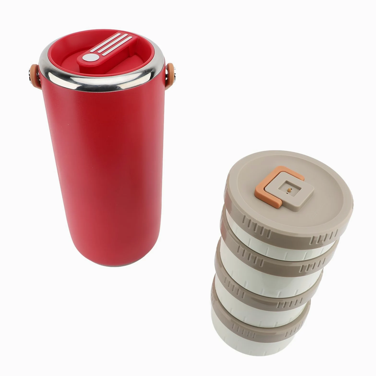Pot Alimentaire isolé en Acier Inoxydable 3,4 L, Récipient (rouge) | Intérieur en Acier Inoxydable 304, Rétention de Chaleur de 6 à 8 Heures, Poignée Portable pour le Déjeuner, la Soupe et les
