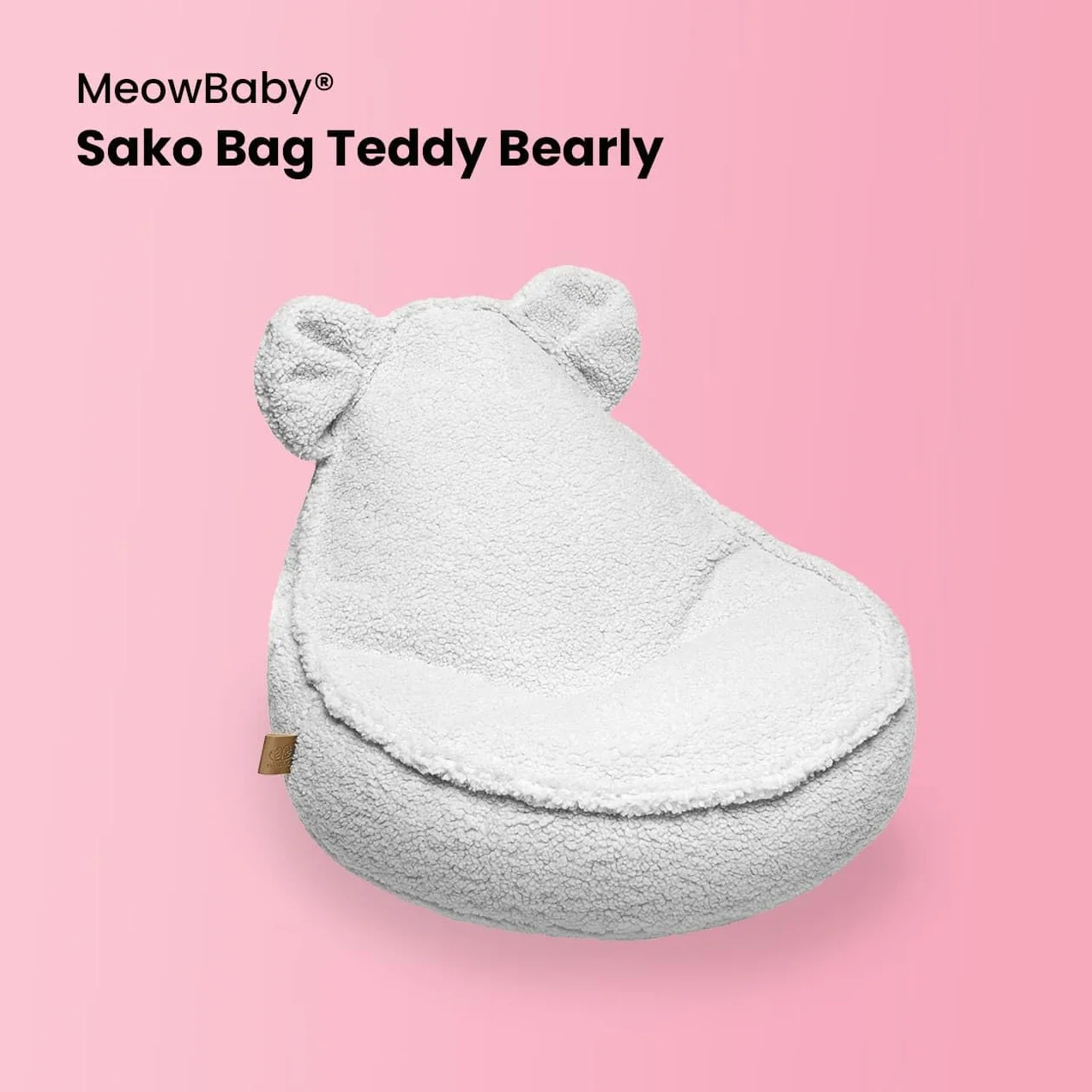 MEOWBABY Pouf Chambre Enfant - Fauteuil Poire Confortable et Léger - Pouf Poire Ergonomique pour Lecture et Jeu - Siège Douillet pour Fille et Garçon avec Remplissage de Billes, Bearly, Blanc