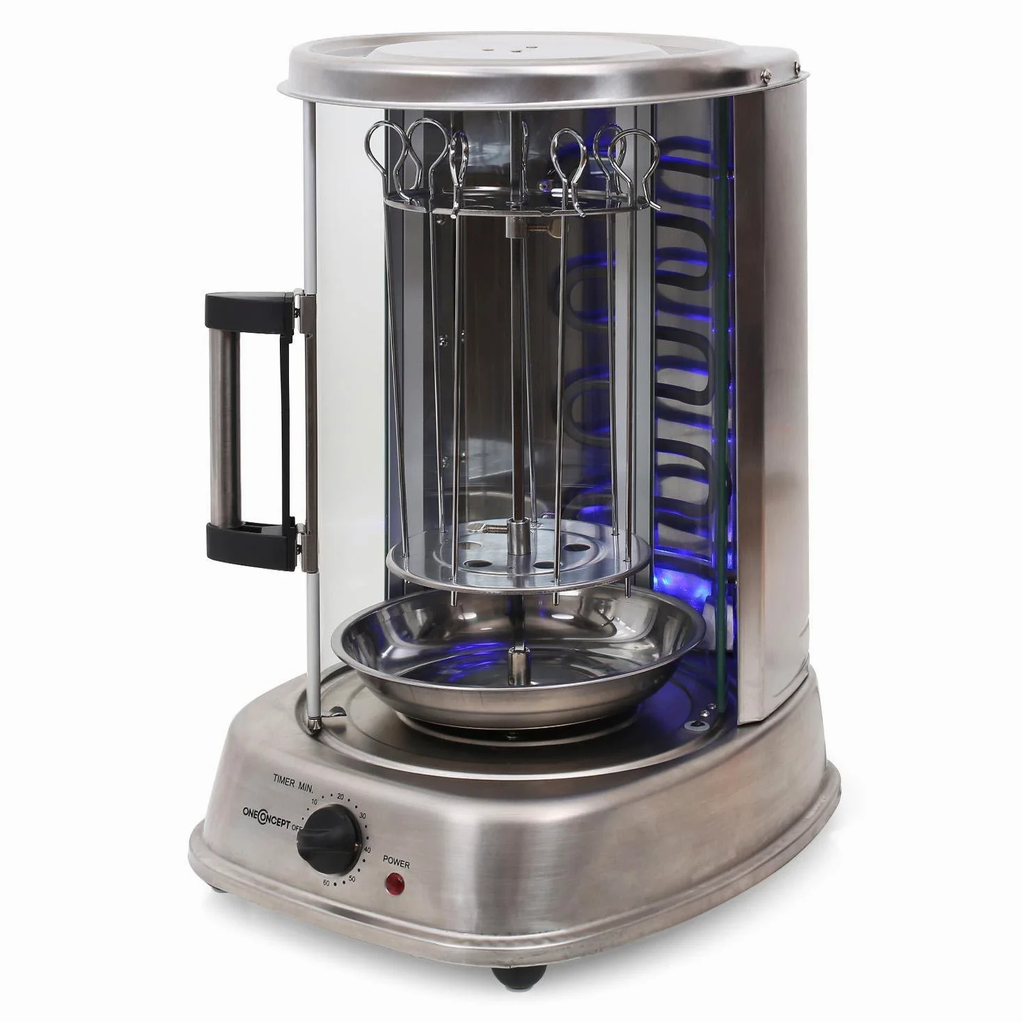 oneConcept Kebap Master - Rôtissoire verticale, Machine à kebab, Grill vertical, puissance max. 1500W (Argent avec Porte)