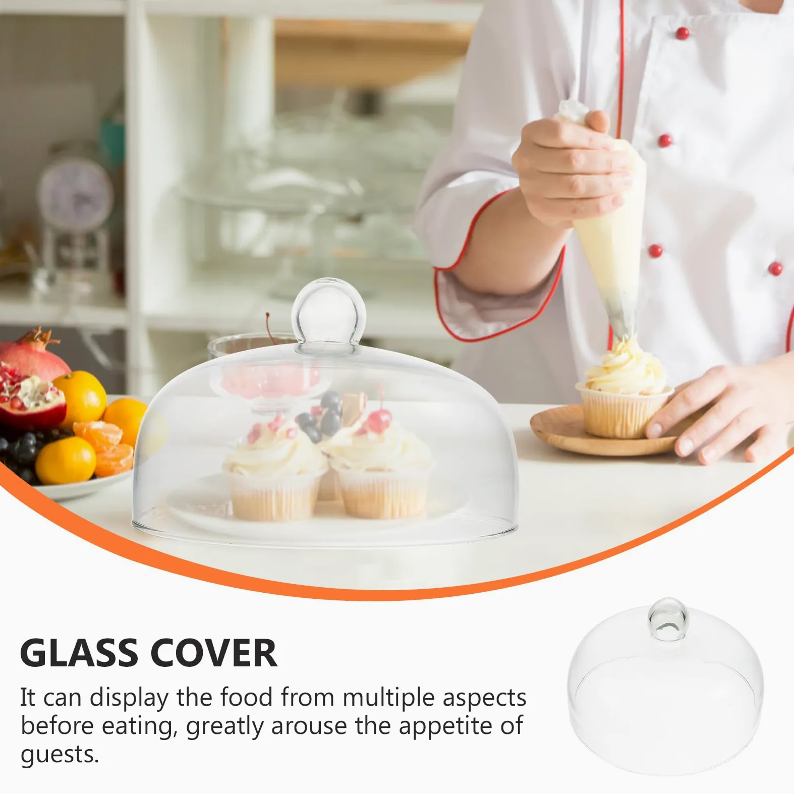 UPKOCH Cloche en verre transparent pour gâteaux, fruits, fromage, 23 cm