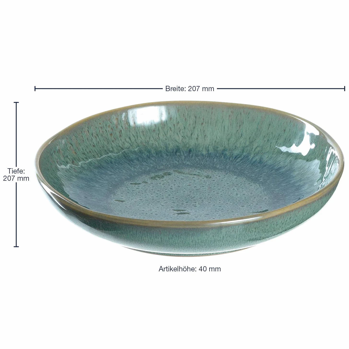 Leonardo Matera 026987 Lot de 2 assiettes creuses, en céramique, passent au lave-vaisselle, avec émail, 2 assiettes rondes en grès, en vert, diamètre : 20,7 cm