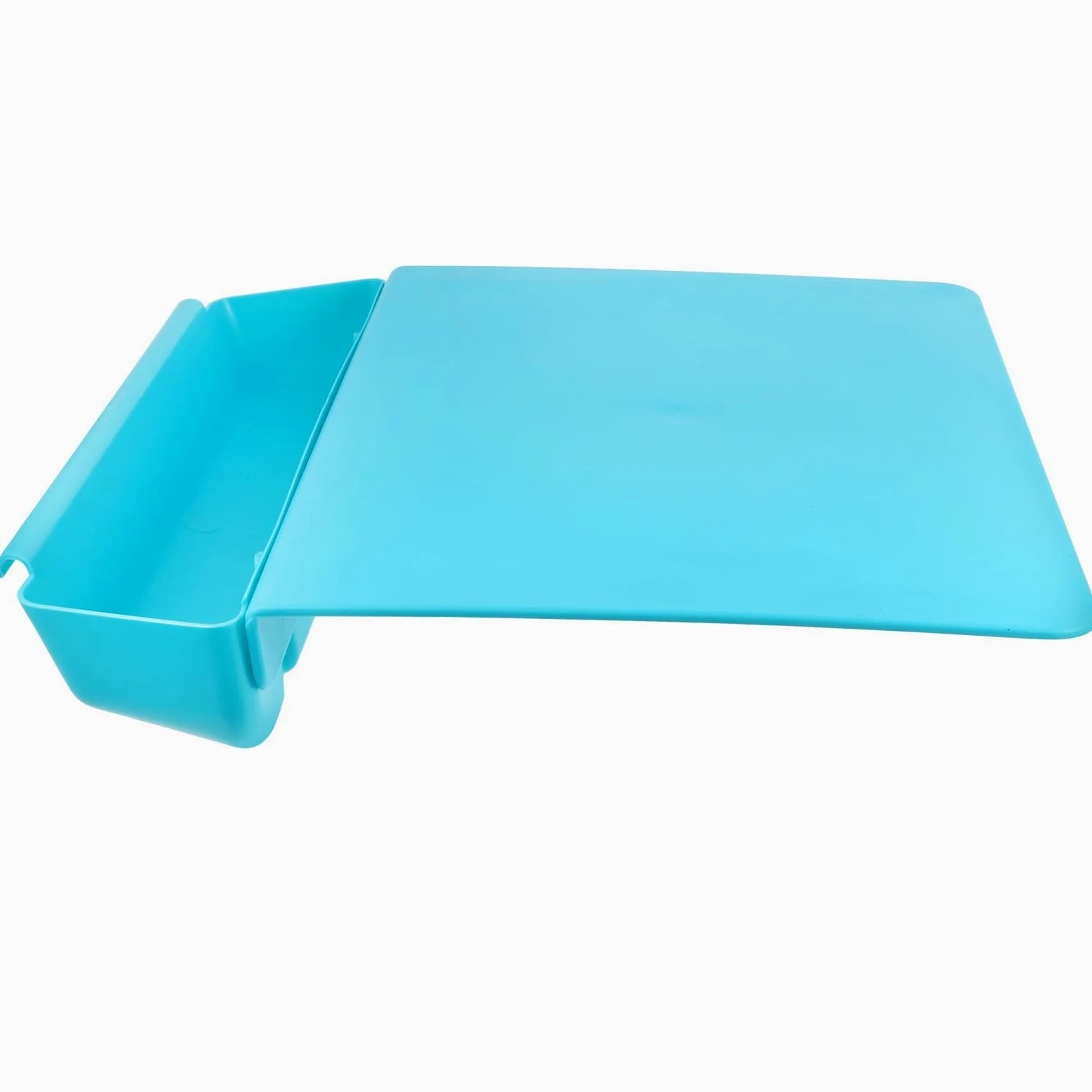 Planche à Découper avec Fente, Deux-en-un, Pp Bleu, Fruits et Viande | Surface Givrée, Panier Intégré, Base Auto-adhésive Antidérapante, Usage la Cuisine, Stabilité Renforcée