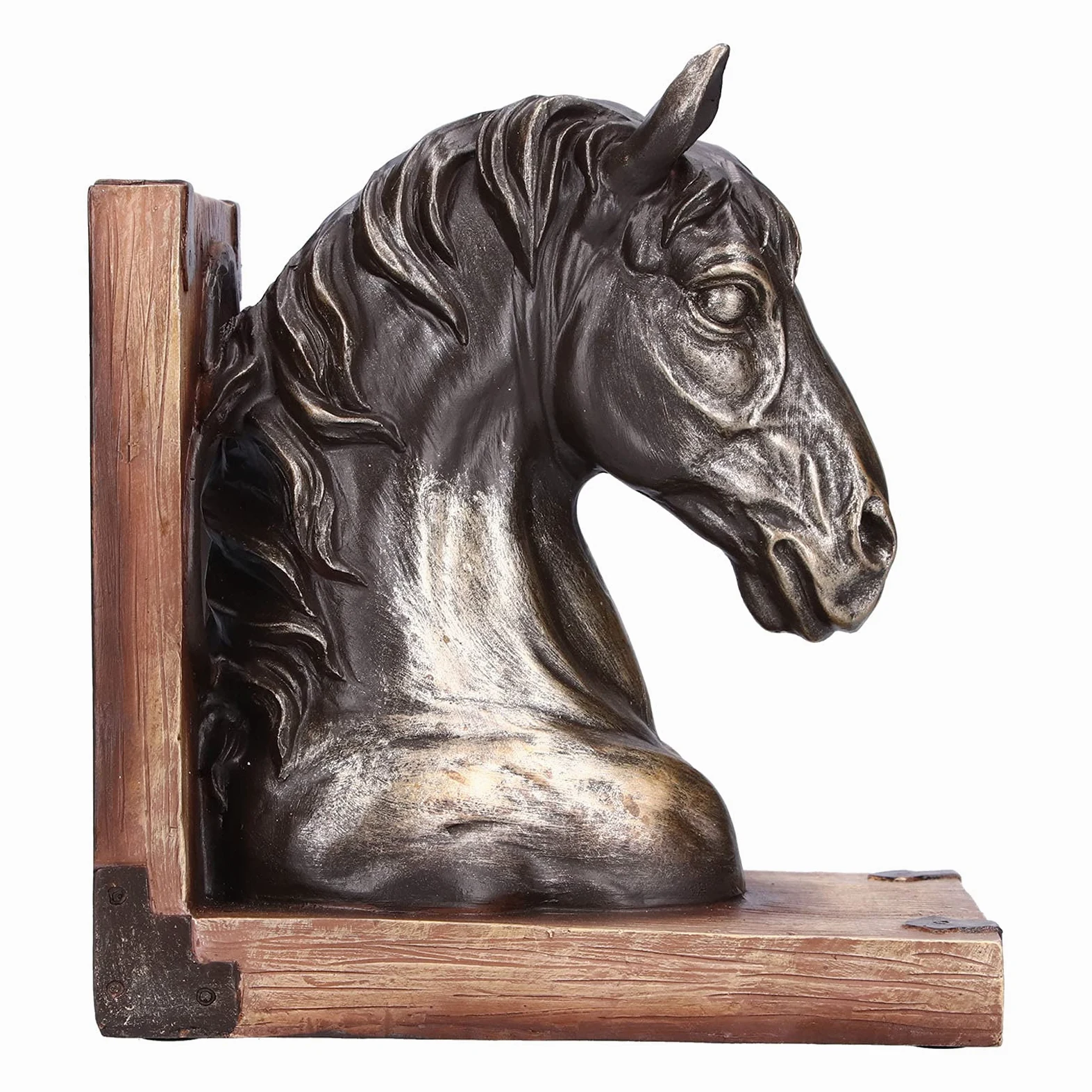 Serre-Livres de Cheval, Sculpture de tête de Cheval Durable Stable Portable Exquis pour Anniversaire pour la Maison pour Le Bureau(BS20900 Cheval de Bronze (Simple))