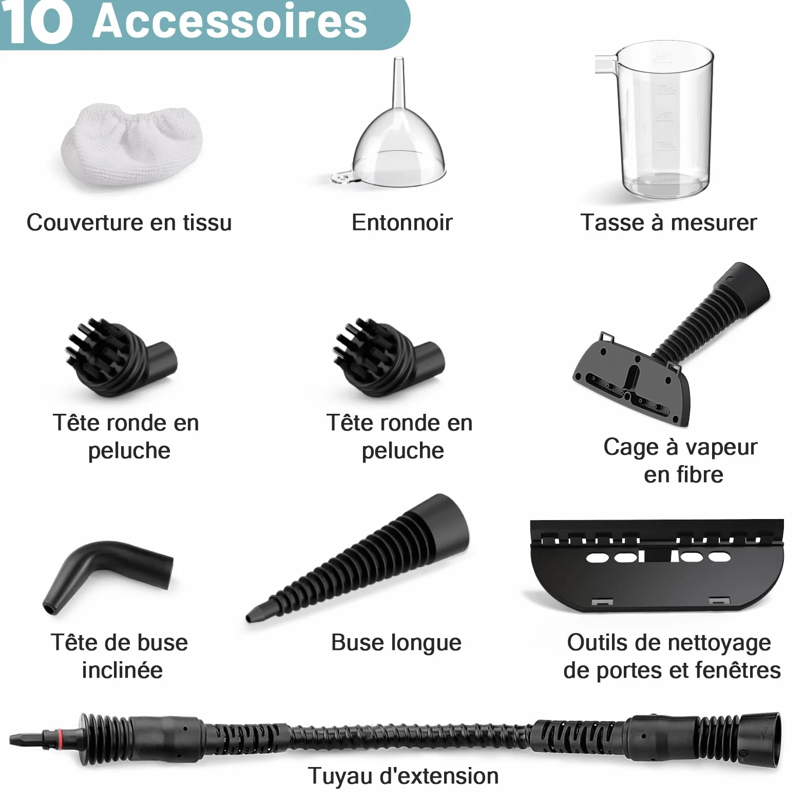 Nettoyeur vapeur à main, nettoyeur vapeur portable, multi-usage, avec serrure de sécurité et kit d'accessoires de 10 pièces pour enlever la saleté, la graisse