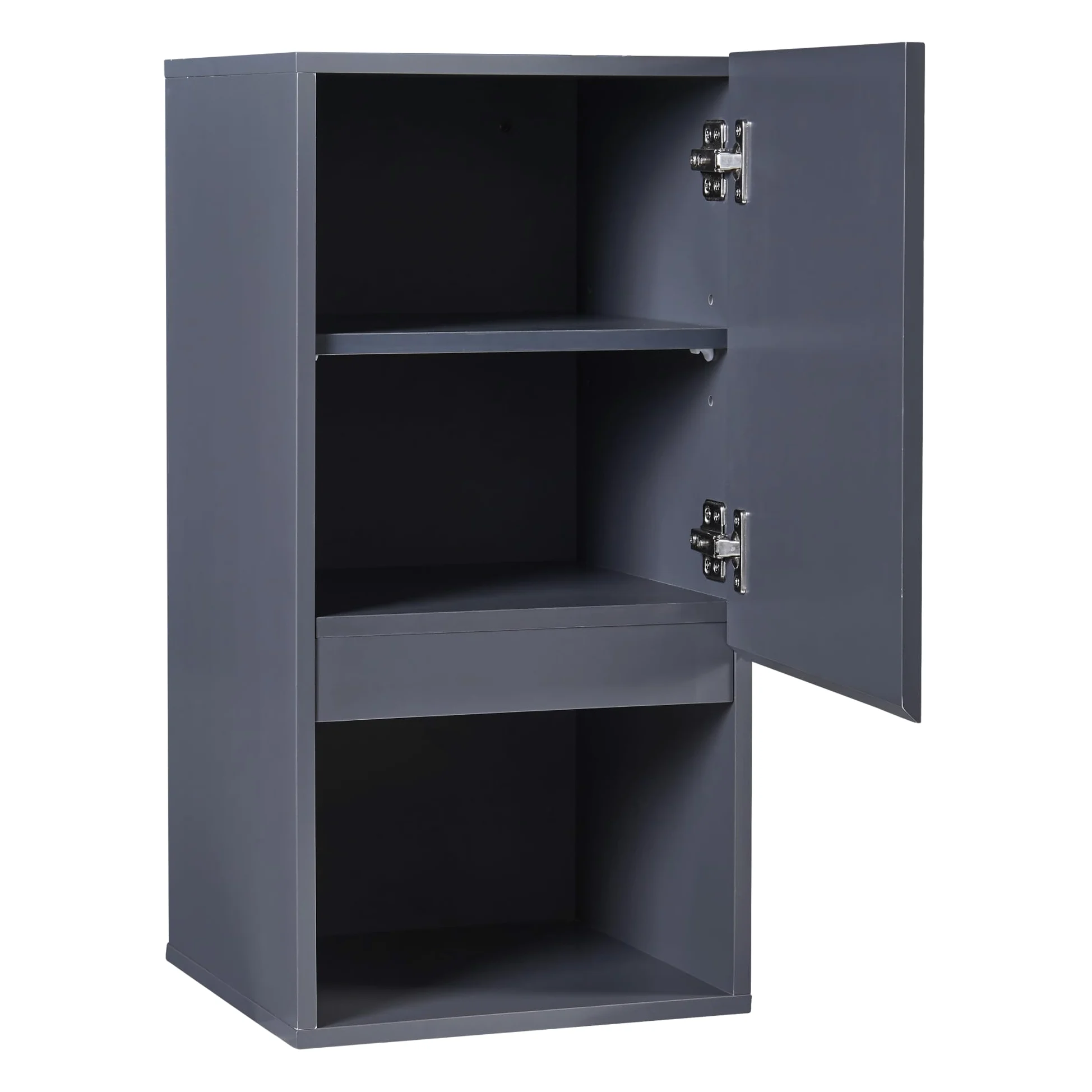 [en.casa] Armoire Murale de Salle de Bain avec Porte et Compartiment Ouvert Meuble de Rangement Stockage pour Buanderie Entrée Chambre Cuisine MDF 60 x 30 x 30 cm Gris