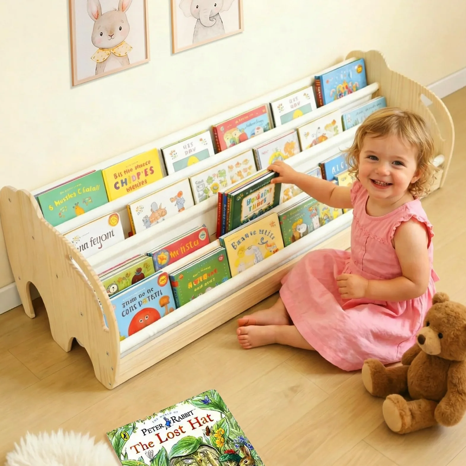 Wdmiya Bibliothèque Enfant Bois – Étagère Livres Montessori, Rangement Livres Enfants, Présentoir Livres Face Avant, Meuble Chambre Enfant, Cadeau Garçon Fille