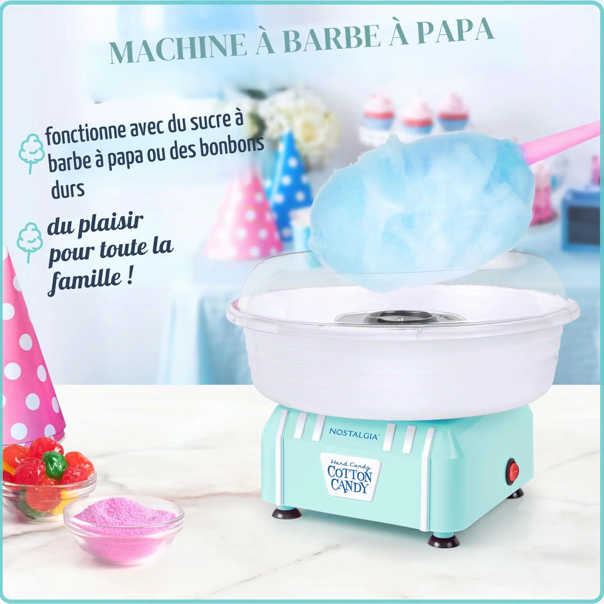 Nostalgia Machine à barbe à papa Aqua-Aqua