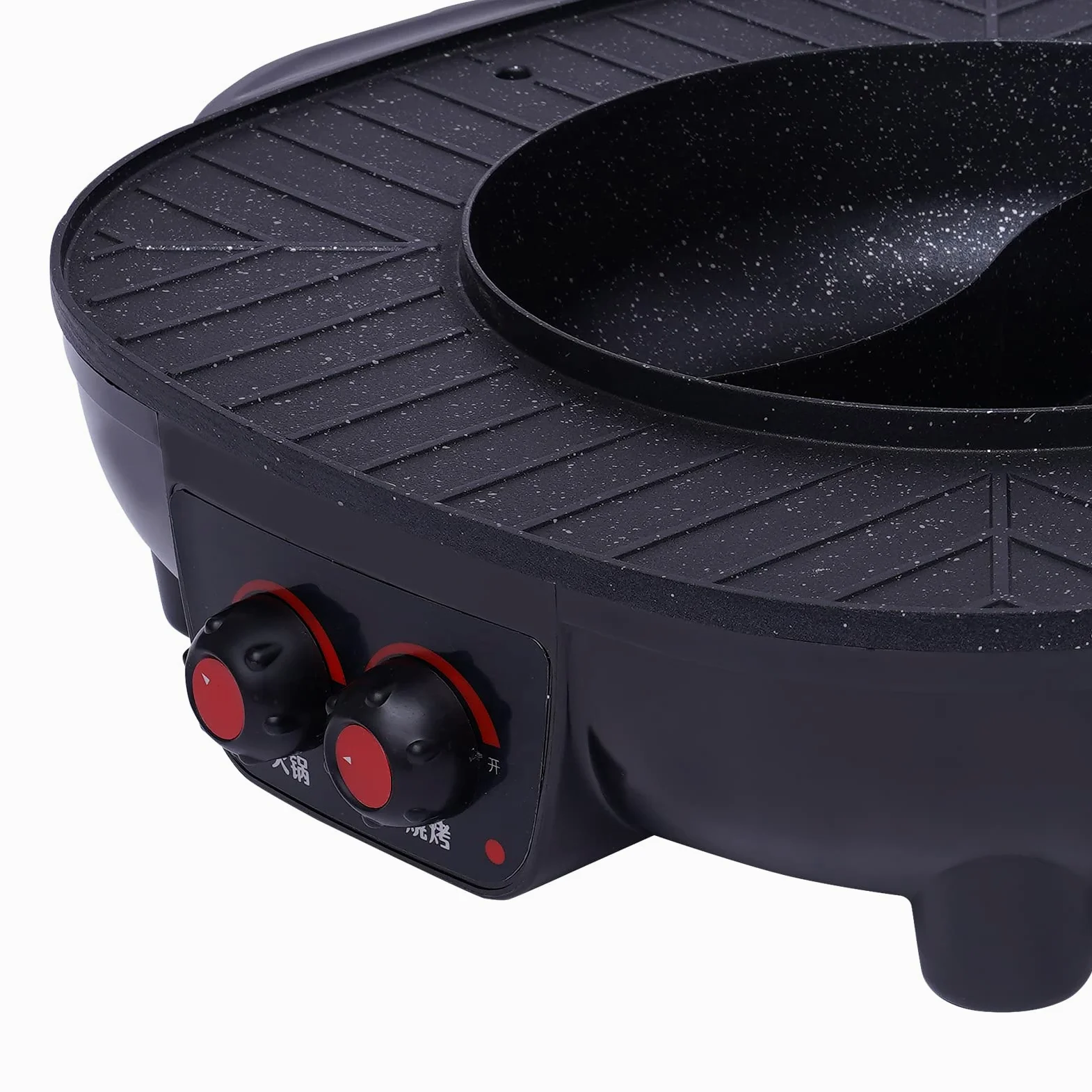 Pot de Fondue Party Food et Gril de Table Électrique Hot Pot et Gril Électrique 2 en 1 - Gril BBQ Coréen Électrique d'Indoor - Barbecue - Fondue - Raclette Pour 5-6 Personnes - 220V - 2000W