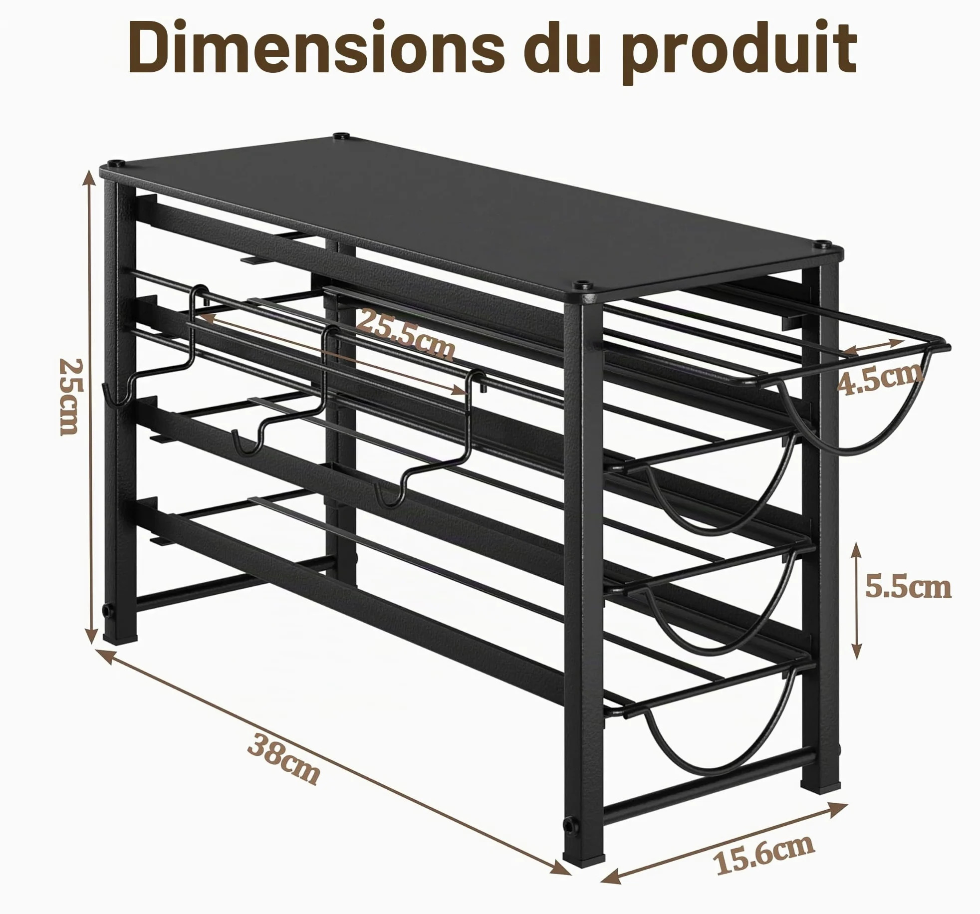Rangement pour capsules Dolce Gusto 56 capsules de café, 4 tiroirs en métal silencieux avec pieds antidérapants, adapté pour la cuisine et le bureau