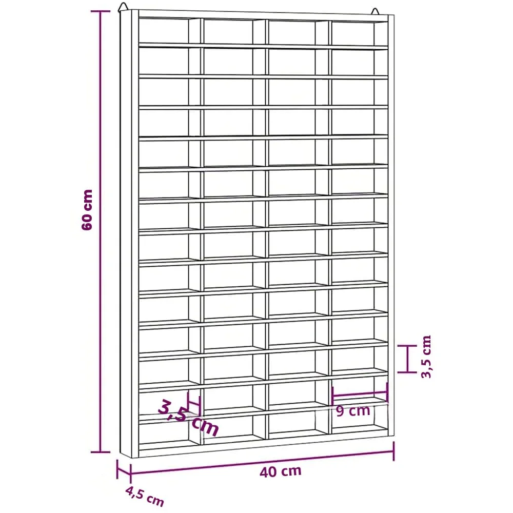 vidaXL Vitrine de Collection en Bois avec 56 Compartiments 40 x 4,5 x 60 cm