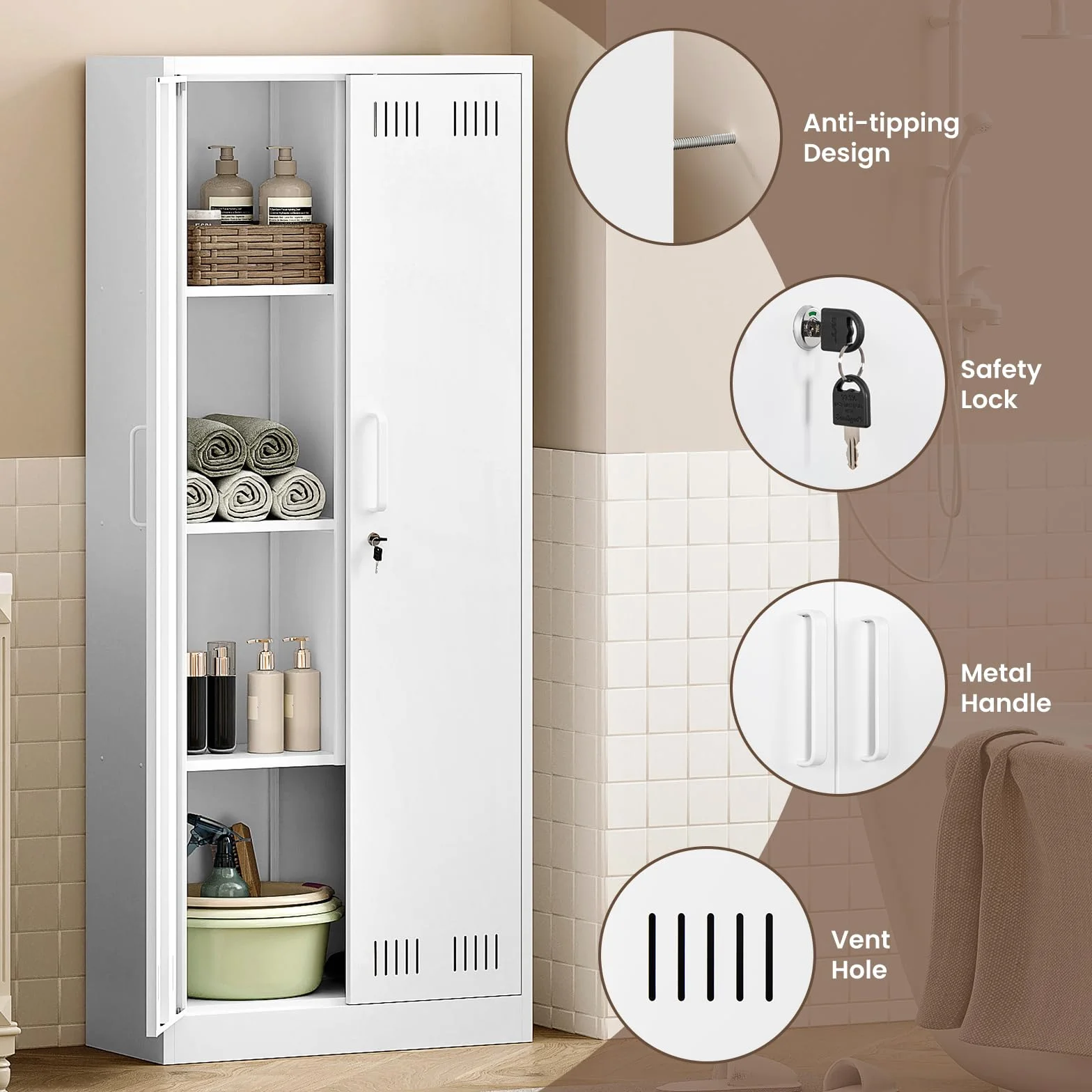 Sightlife Armoire a Balai Exterieur Armoire exterieure de Rangement Placard à Balai Placard Polyvalent Armoires de Nettoyage pour Restaurant Cuisine Garage 70 x 30 x 168 cm
