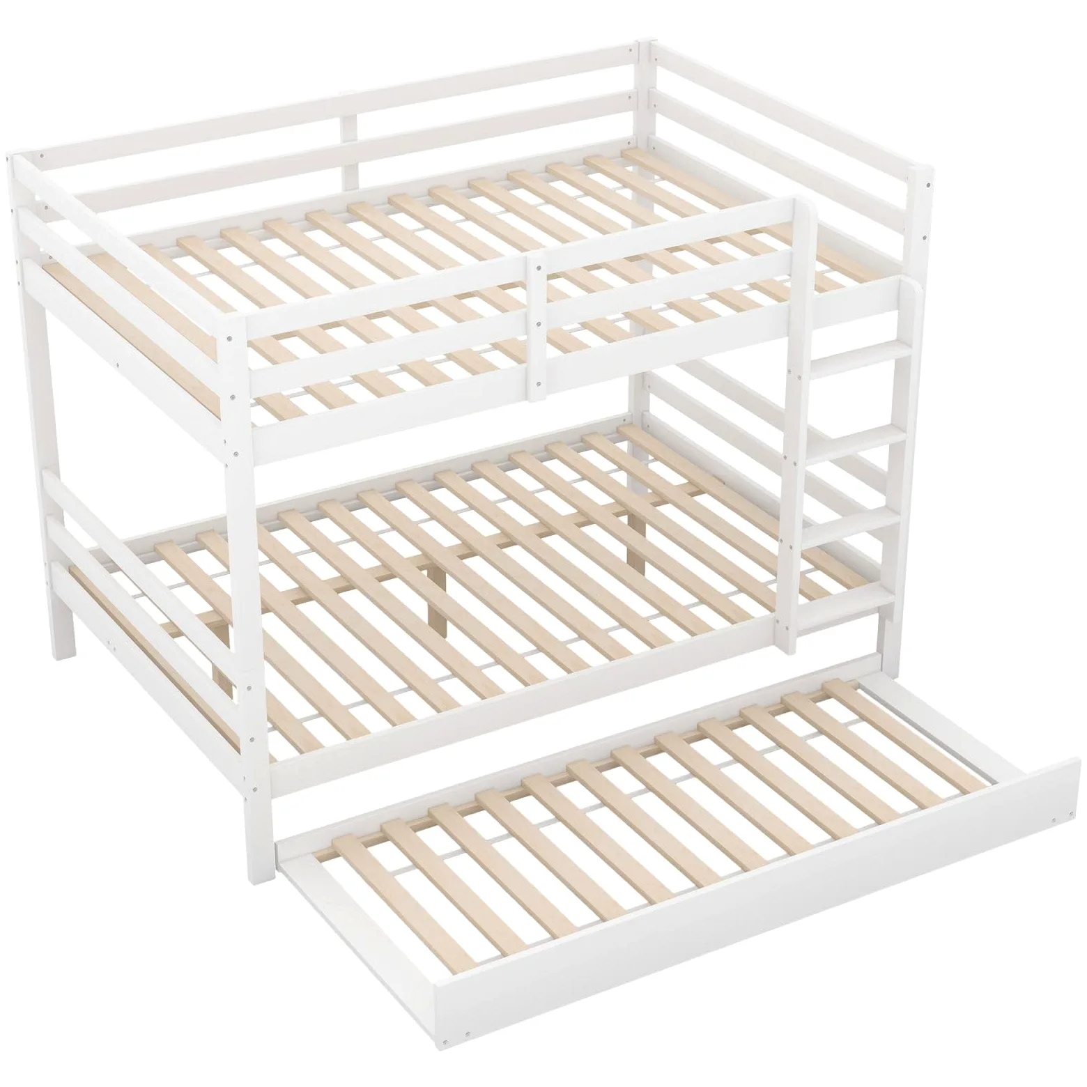 Sweiko Lits superposés 140 * 200cm, Lits pour Enfants avec Lits escamotables, Cadres de lit avec Garde-Corps Hauts, escaliers Stables,White