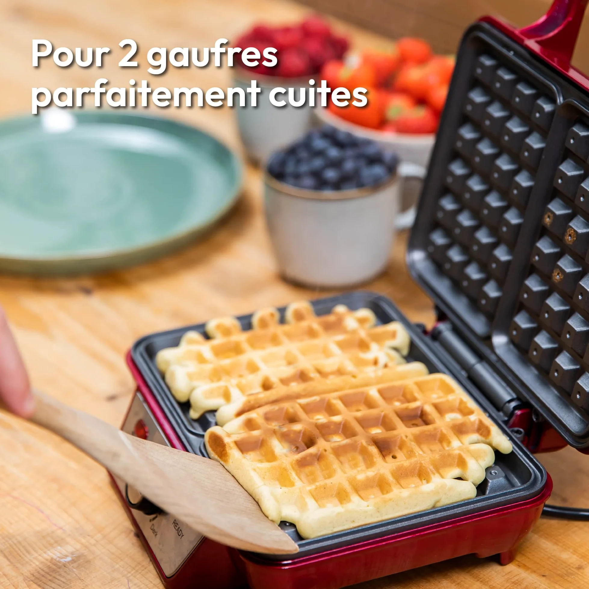 Gadgy® Gaufrier Belge 1000W – Appareil à Gaufres Antiadhésif 23x16,8 cm – Température Réglable, Indicateur LED, Poignée Isolée – Idéal pour Desserts et Fêtes