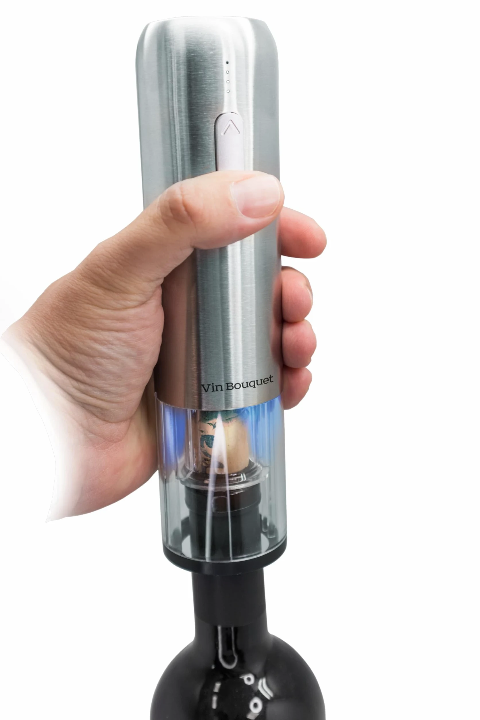 Tire-bouchon électrique compact avec indicateur de batterie et décapsuleur inclus
