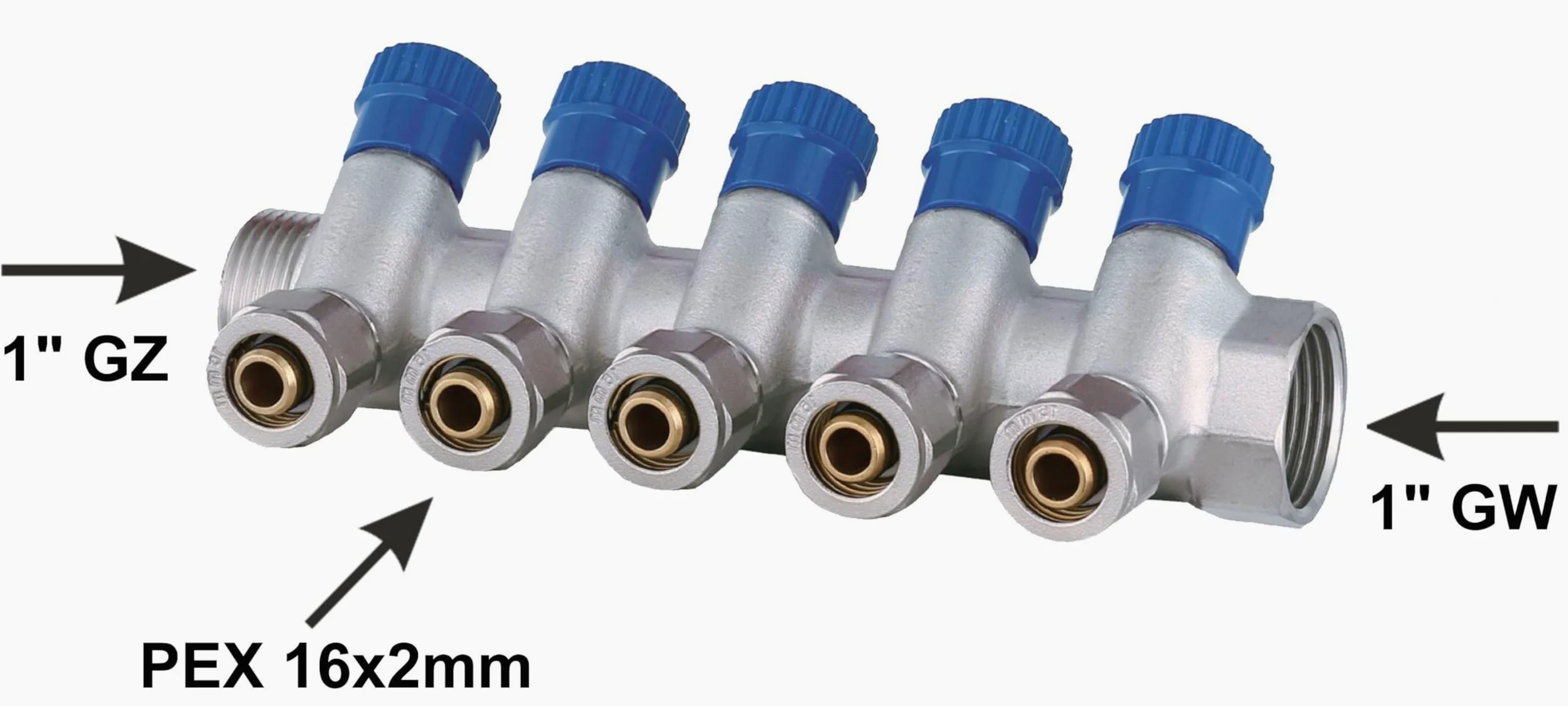 Distributeur D'eau Froide Potable Chauffage Industrie Distributeur De Raccordement 1 Pouce x 16 mm PEX 5 Circuits