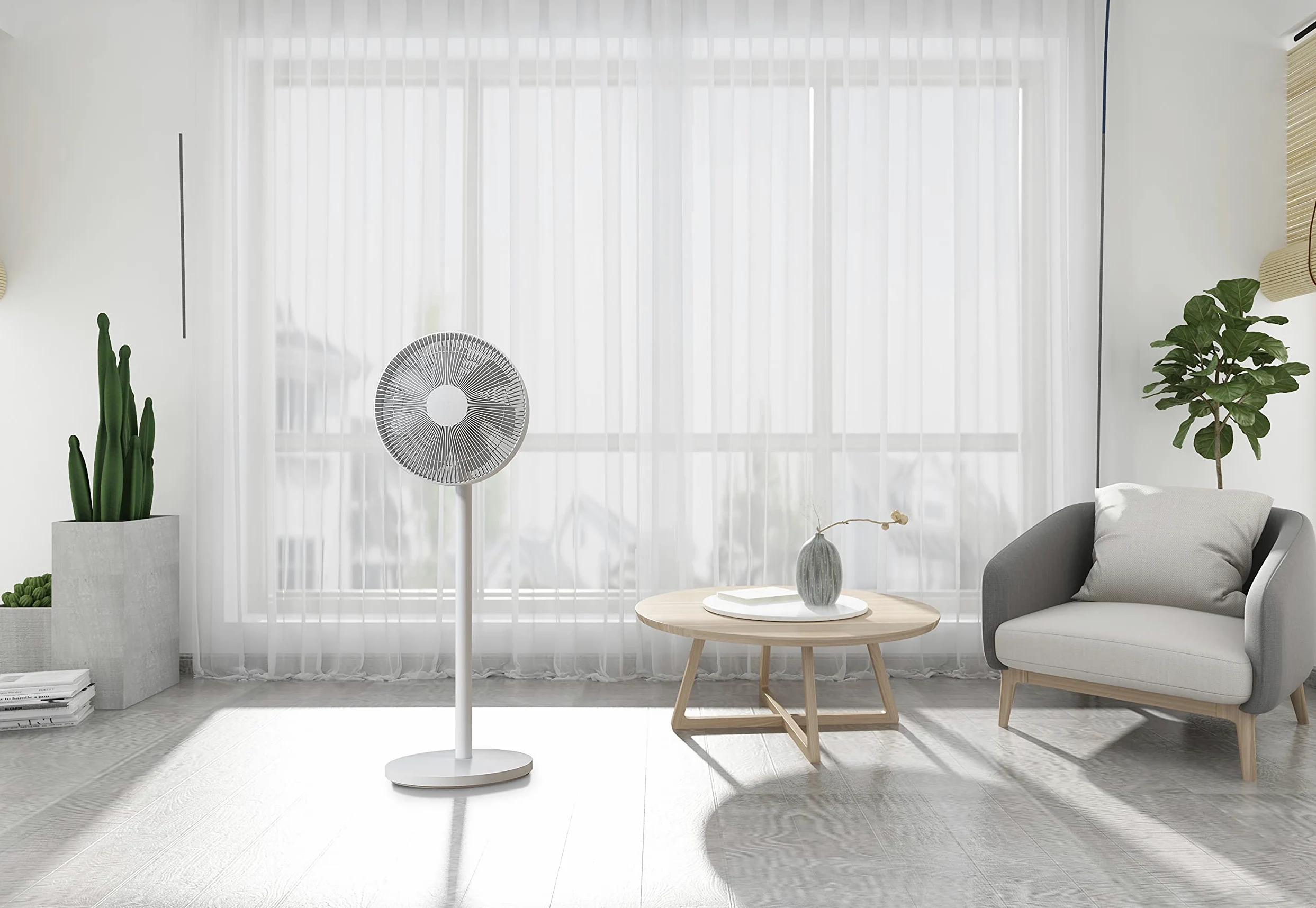 Xiaomi Mi Smart Standing Fan 2 Lite Ventilateur de table et sur pied avec connexion d'applications iOS/Android Mi Home en option (38 W, 38-58 dB, 3 vitesses, compatible Alexa et Google Assistant)